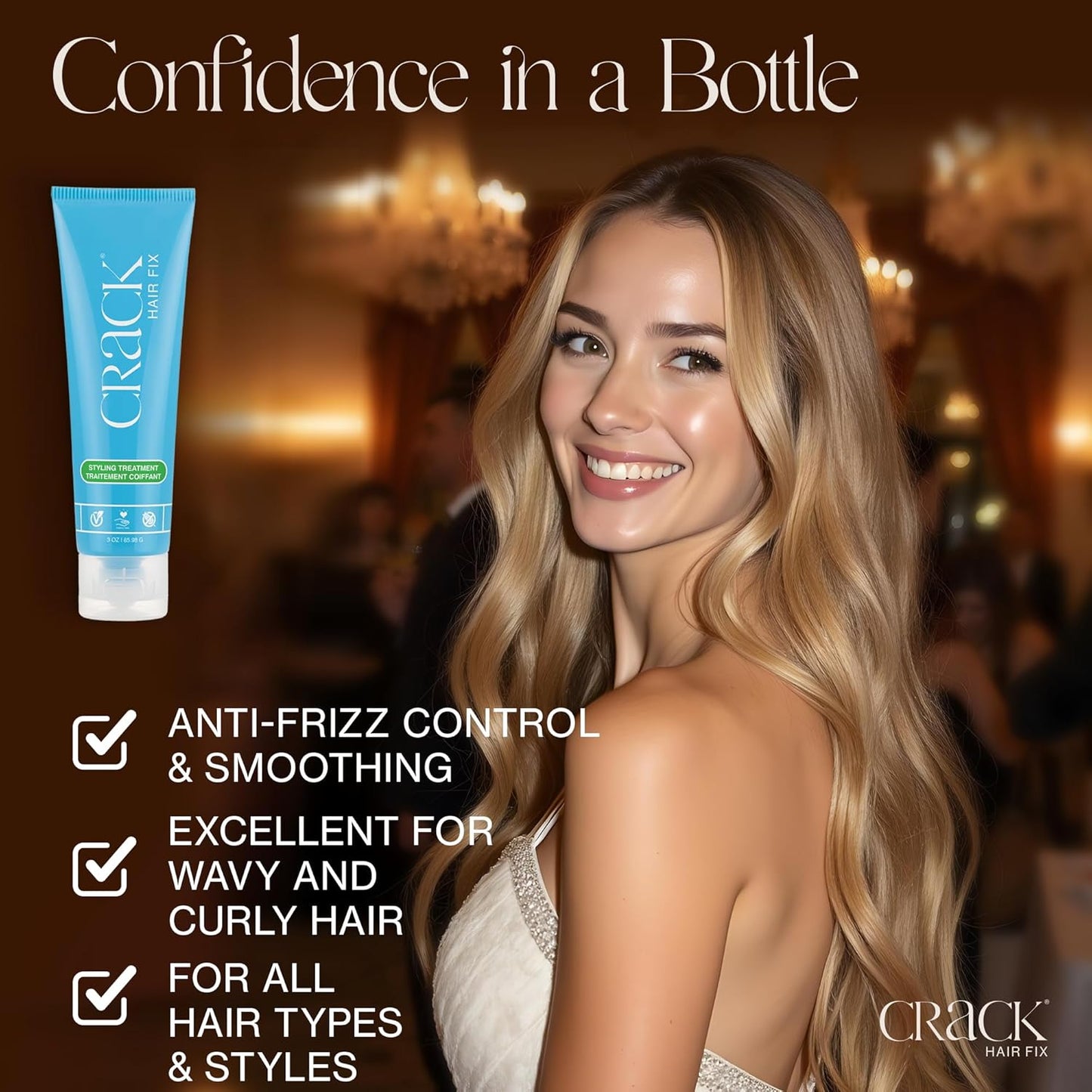 Crack Hair Fix Air Dry Cream - Multi-Tasking, Anti-Frizz, Leave-In Styling Balm with Protection from Humidity, Chlorine, Heat Treatments & Sun, 3 oz