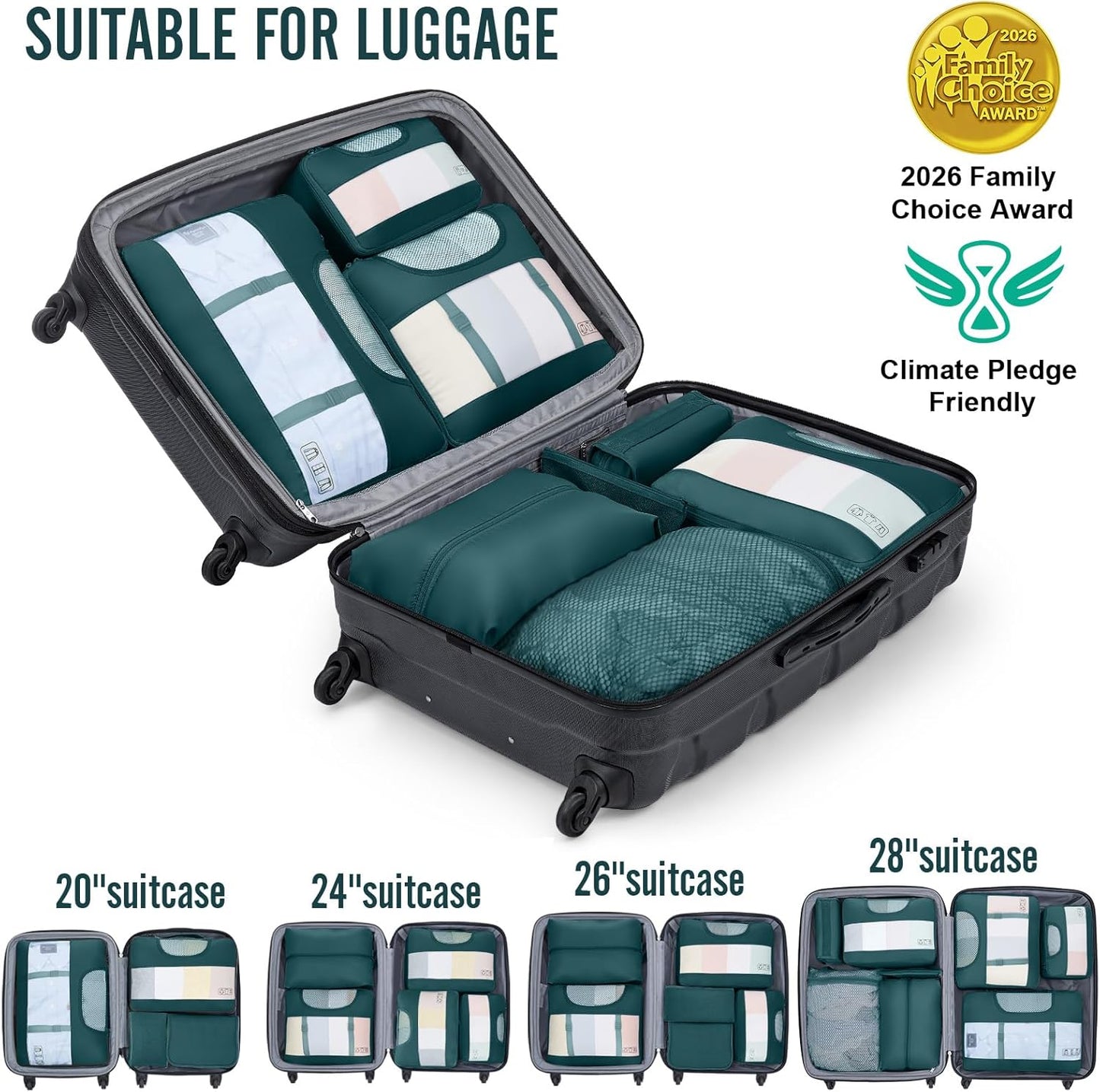 Veken 10 Set Packing Cubes for Travel Essentials, Suitcase Organizer Bags in 4 Sizes, Carry-On Luggage Accessories with Laundry Bag, Airplane Must Have, Gifts for Women Men