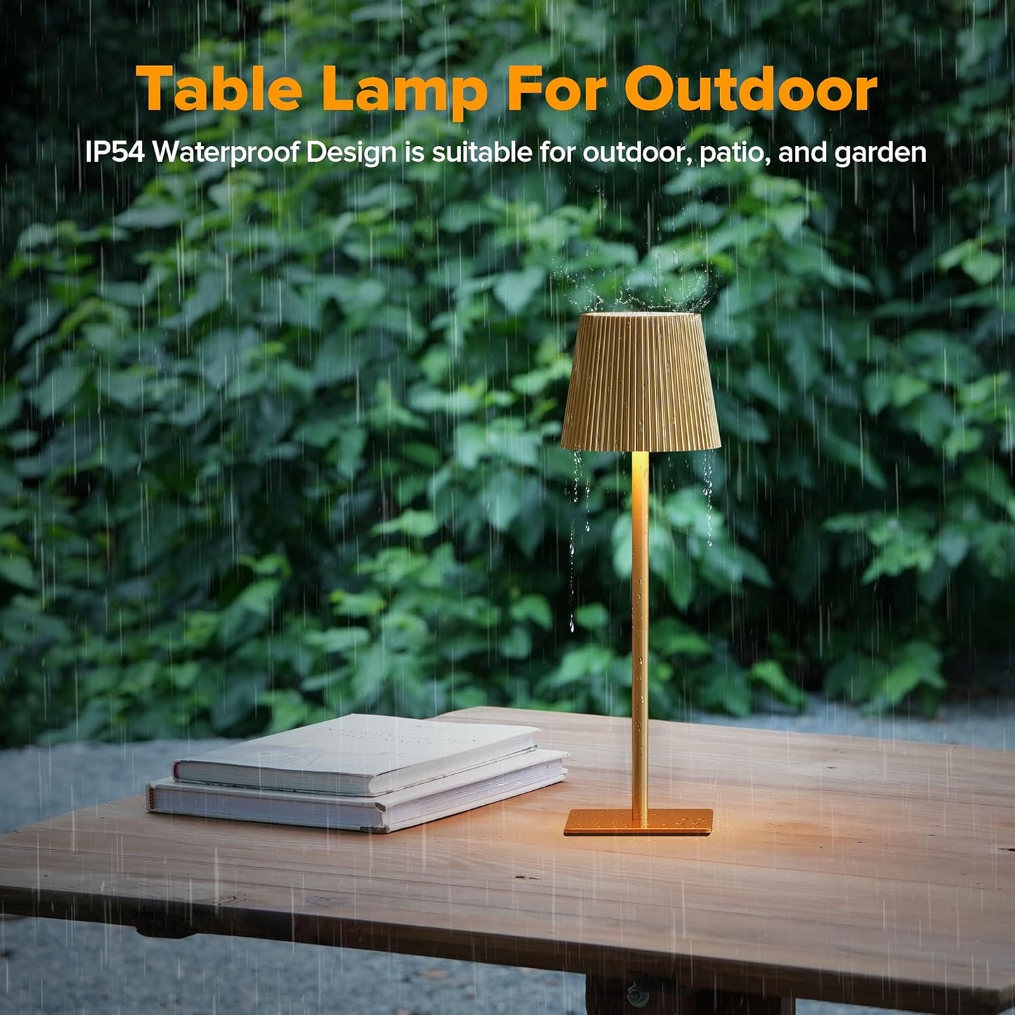 LUTEC 4 Pack Cordless Table Lamp,6000mAh Rechargeable Battery Operated Desk Lamp,Two Adjustable Heights,Waterproof, Touch Control & 3 Color Stepless Dimming for Restaurant/Bedroom/Bars/Outdoor (Gold)