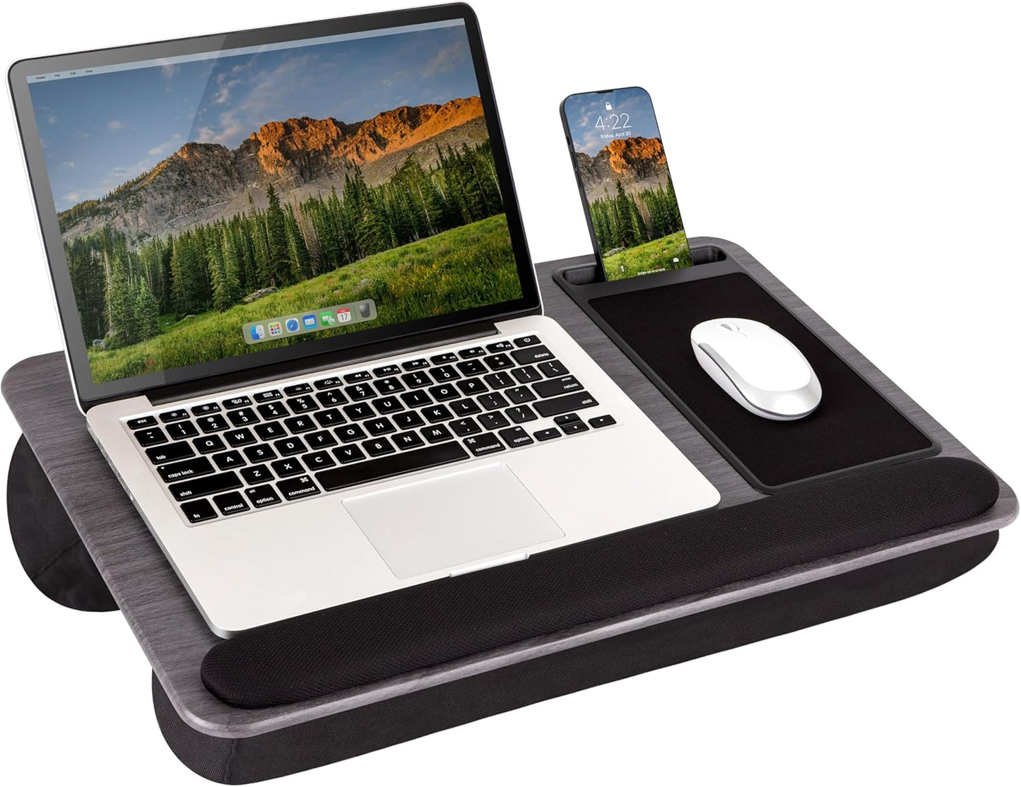LAPGEAR Home Office Pro Lap Desk with Wrist Rest, Mouse Pad, and Phone Holder - Pink - Fits up to 15.6 Inch Laptops - Style No. 91604