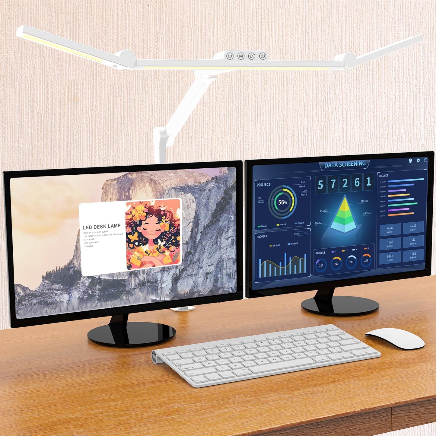 Micomlan Desk Lamp with Clamp, Architect Led Desk Lamp for Home Office with Remote Control, 24W Ultra Bright Auto Dimming Computer Light Adjustable Table Light for Working Workbench (Remote)