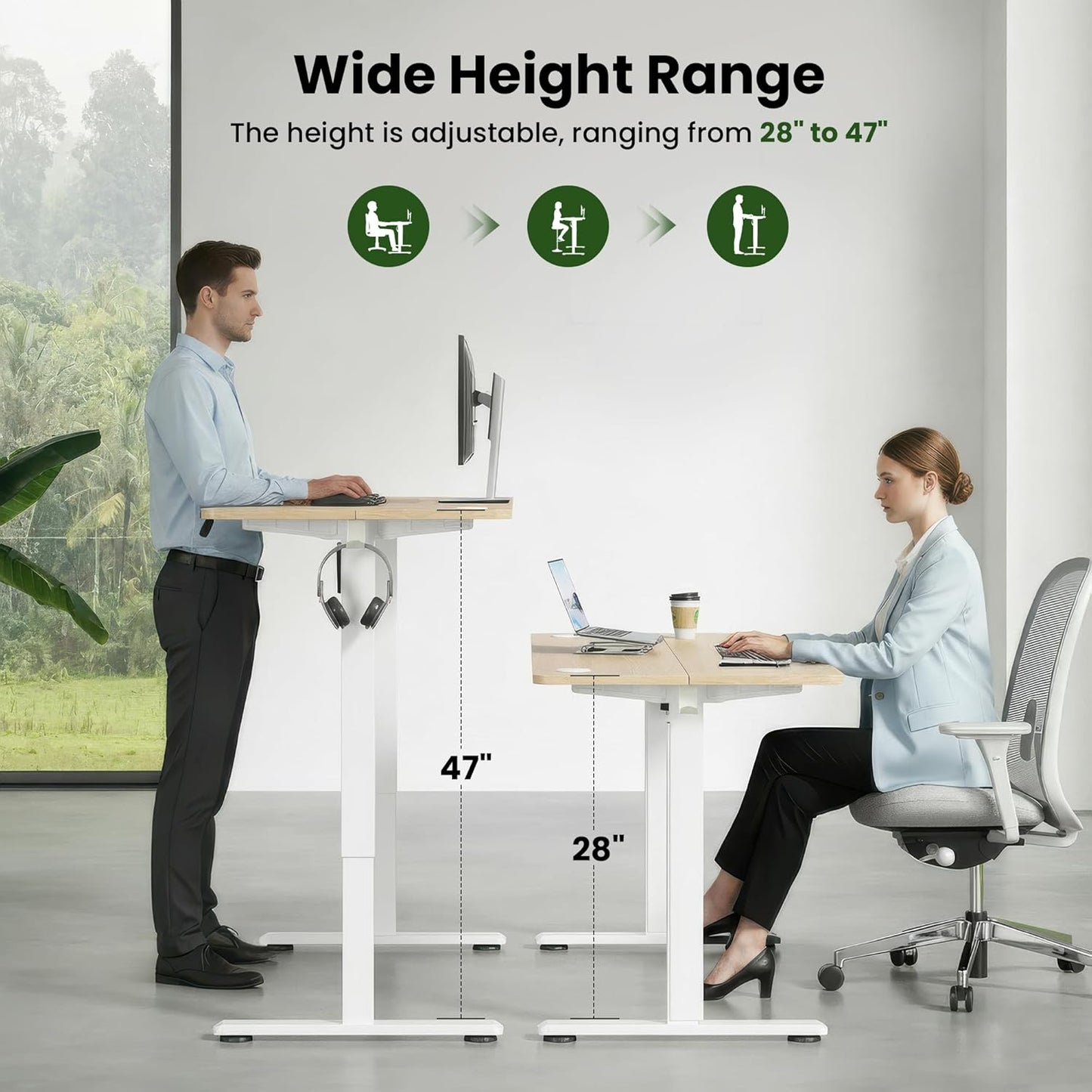 Casaphoria 40 x 24 inches Electric Standing Desk, Sit to Stand Desk with Memory Height Adjustment, Home Office Computer Desk for Writing and Games, Oak