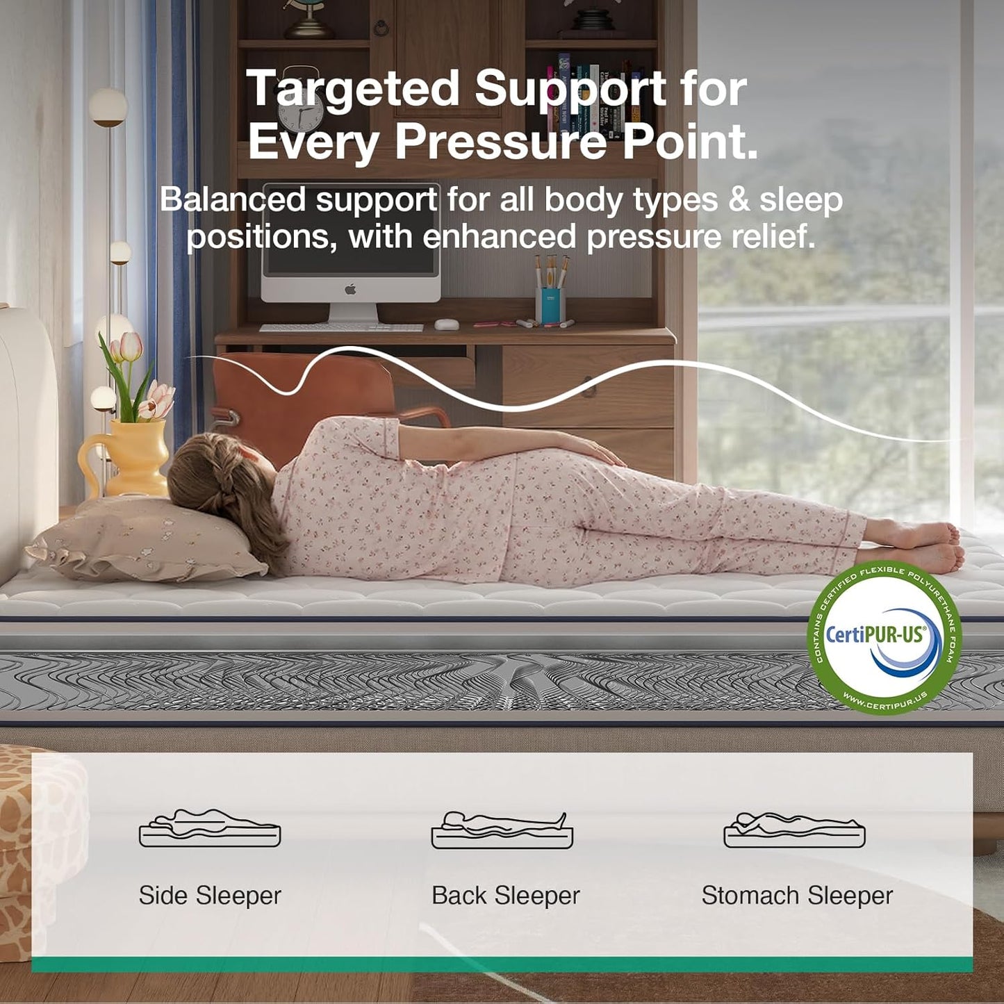 Novilla 8 inch Twin Mattress, Foam and Spring Hybrid Mattresses Twins for Comfortable Sleep,Steel Coils for Durable Support,CertiPUR-US Certified Foam,Youth/Guest Rooms,Twin Mattress in a Box