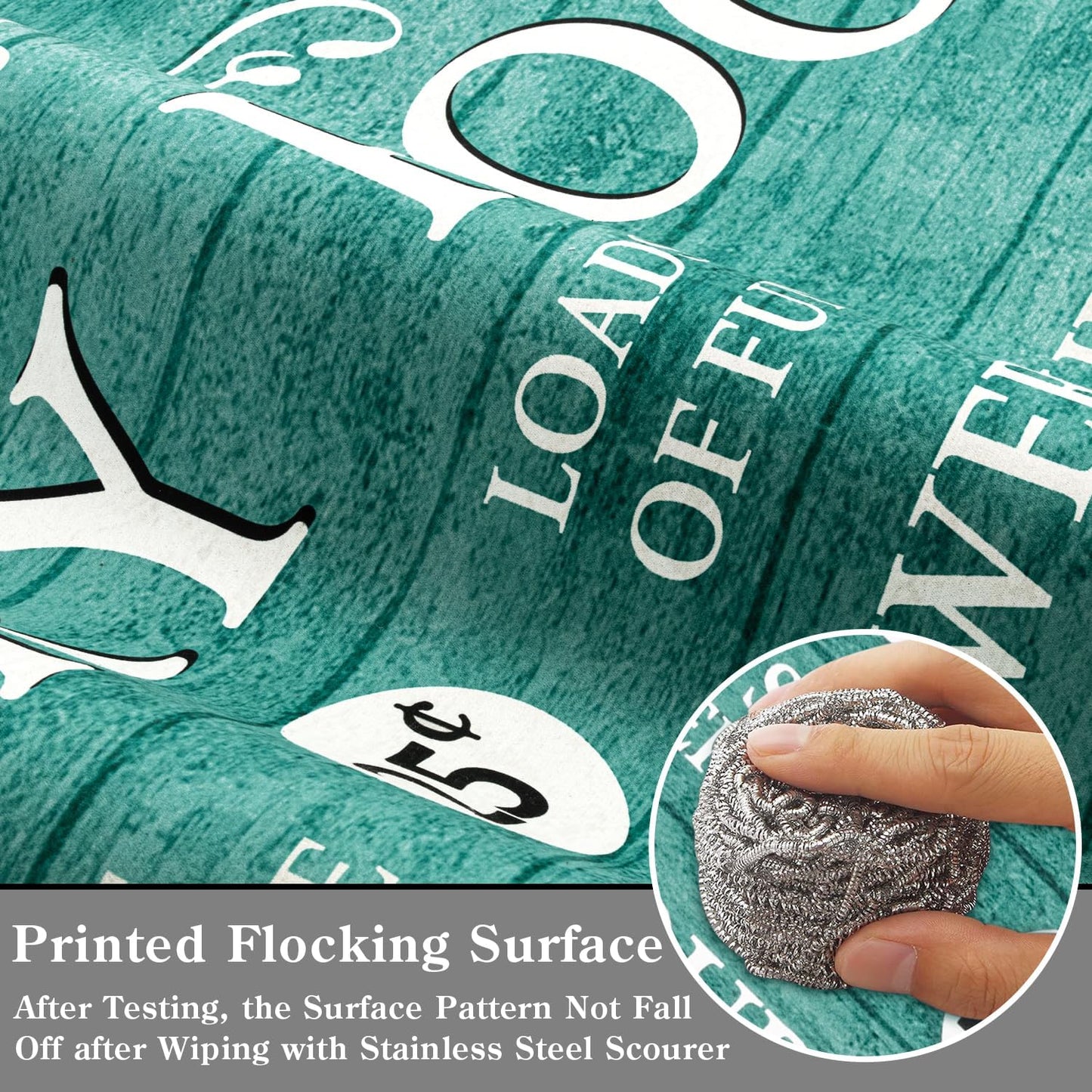 Lahome Remi Farmhouse Laundry Room Rug Runner 20"x59" Laundry Rugs and Mats for Laundry Room Non Skid Washable Floor Carpet Runner Rug for Washroom Mudroom Kitchen Bathroom Hallway Decor, Teal