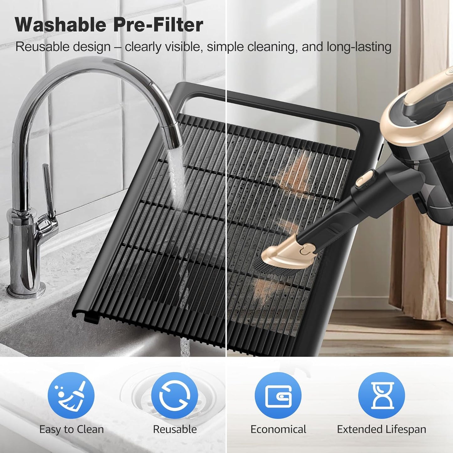 KNKA Air Purifier for Home Bedroom Large Room Up to 1,695 Ft² in 1 Hr, HEPA Sleep Mode Air Cleaner with Washable Pre-Filter, AHAM VERIFIDE, AQI Display, Pet Mode for Pets, Dust, Pollen, APH4000, Black