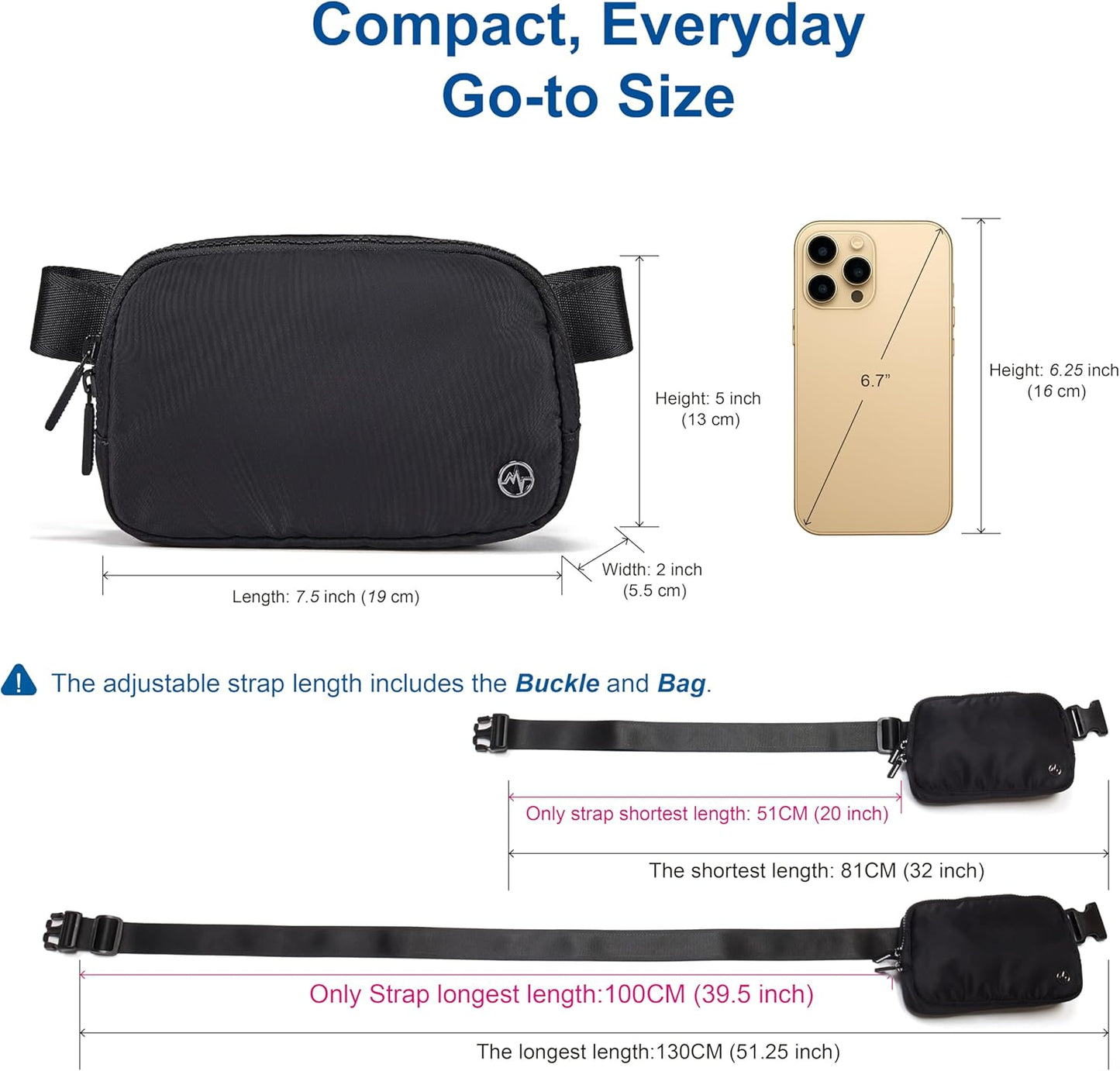 Pander Two Way Zipper Fanny Pack Nylon Everywhere Belt Bag for Women, Water Repellent Waist Packs, Crossbody Bags with Adjustable Strap (Capri Blue)