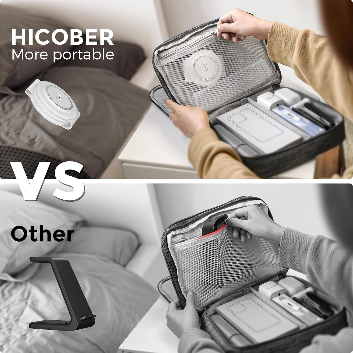 Hicober 3 in 1 Wireless Charging Station for iPhone 15, Magnetic Foldable Travel Charger Station Stand 18W for iPhone Air 17 16 15 14 13 12 Pro/Max/Plus/Apple Watch All Series & Airpods