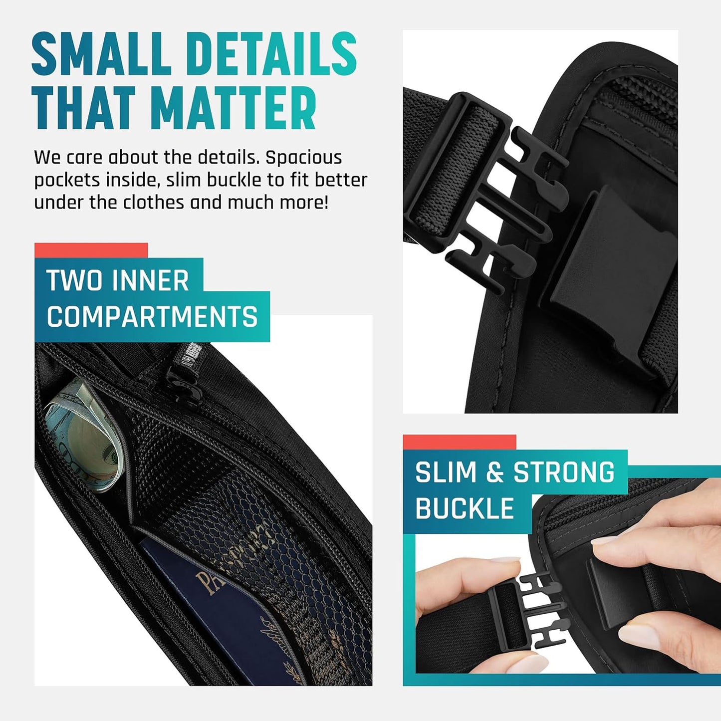 Alpha Keeper Money Belt for Travel Hidden RFID Blocking Passport Holder