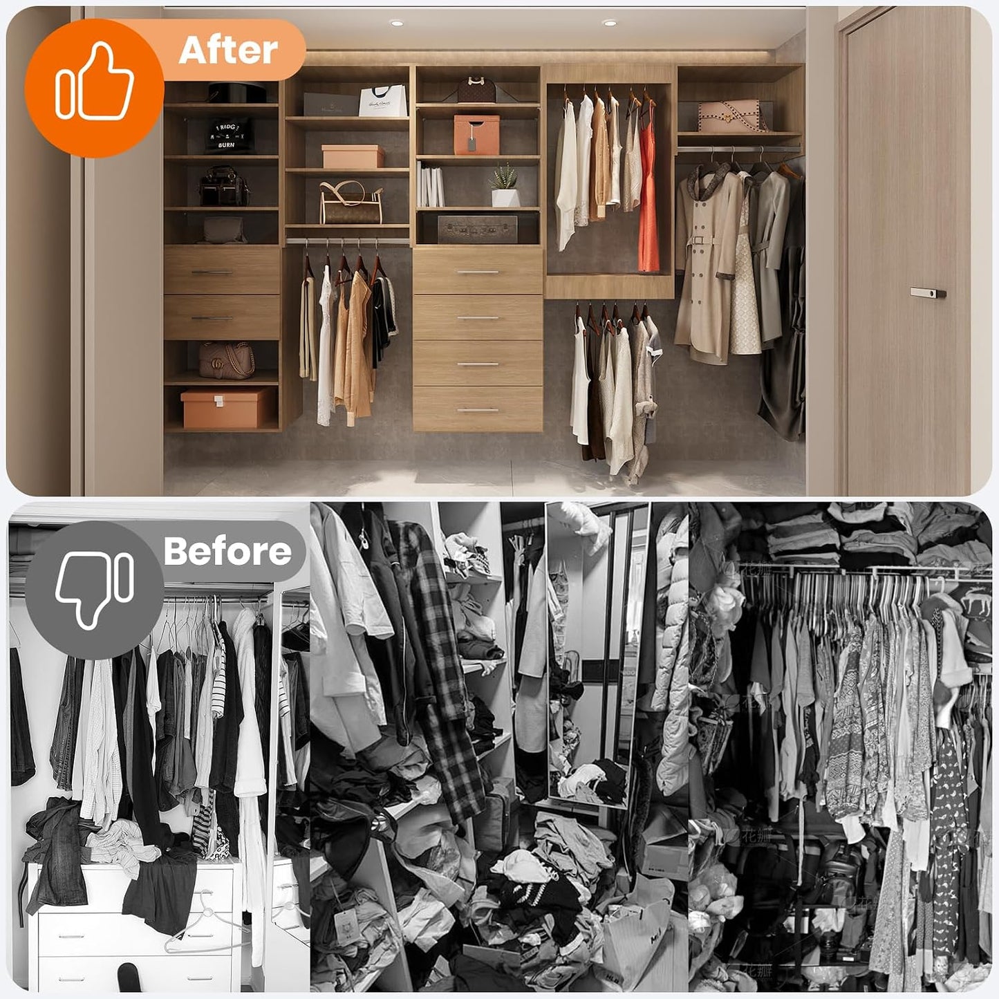 ROOMTEC 31.5" Tall Hanging Closet Unit, Modular Closet System with Hanging Rod, Wardrobe Organizer for Bedroom or Walk-in Closet, Wall Mounted, Customizable Clothes Storage Unit, Wood