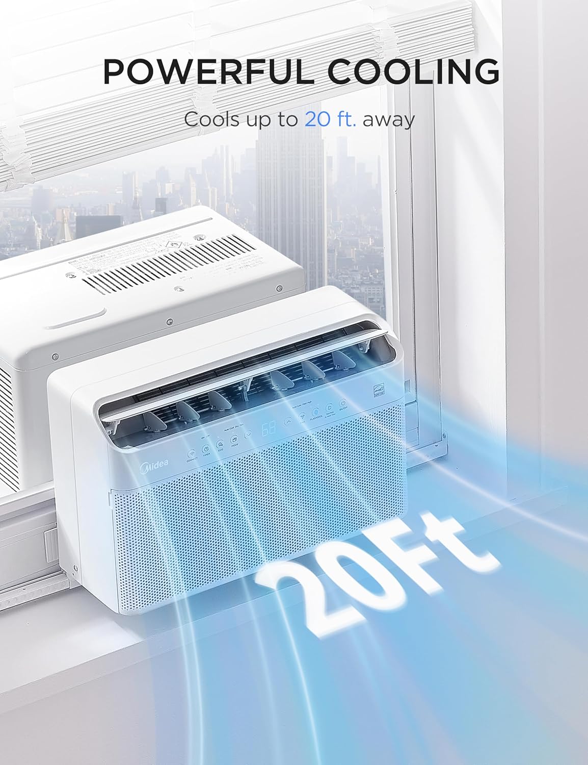Midea 12,000 BTU U Shaped Smart Inverter Window Air Conditioner - Cools 550 Sq Ft, Ultra Quiet with Open Window Operation - Alexa/Google Assistant Compatible, 37% Energy Savings, Remote (2026 Edition)