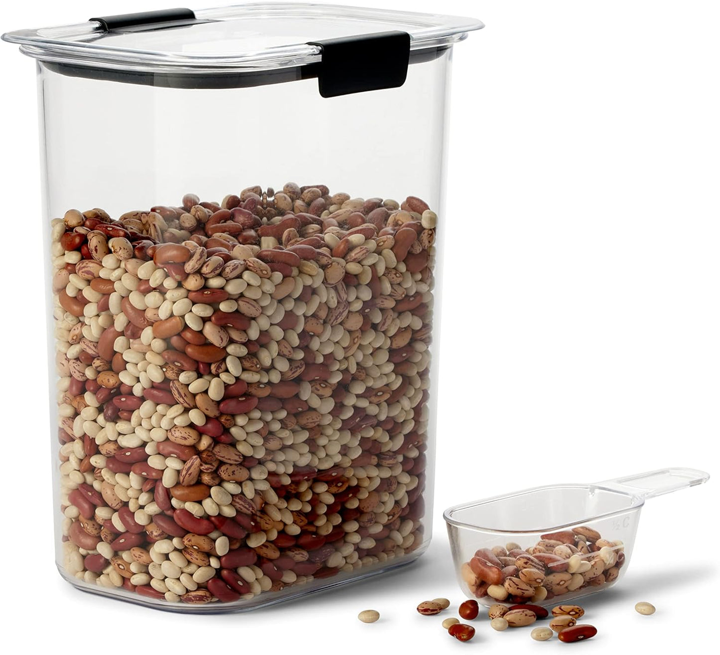 Rubbermaid Brilliance BPA-Free Food Storage Containers with Lids Airtight Kitchen and Pantry Organization Set Includes 3 Containers and Scoops Clear 16 cups