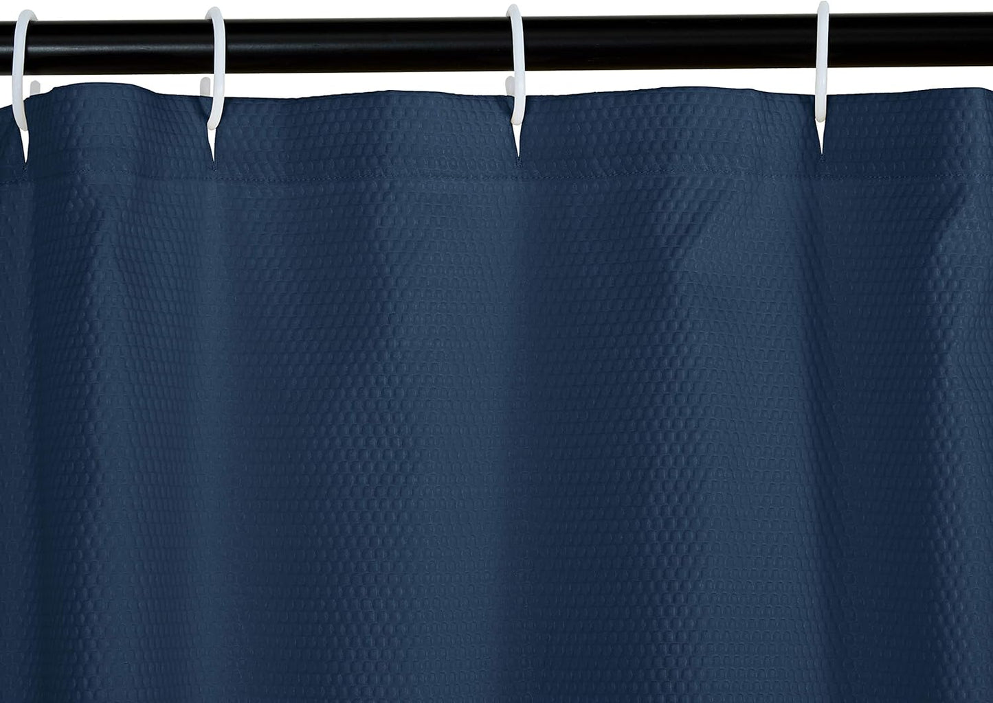 Amazon Basics Waffle Weave Bathroom Shower Curtain, 100% Polyester, 72" x 72", Navy Blue