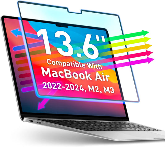 VINTEZ Magnetic Blue Light Screen Protector Compatible With MacBook Air 13.6" 2022, 2023, 2024, 2025 M2, M3, M4 Anti Blue Light Blocking Filter for Laptop