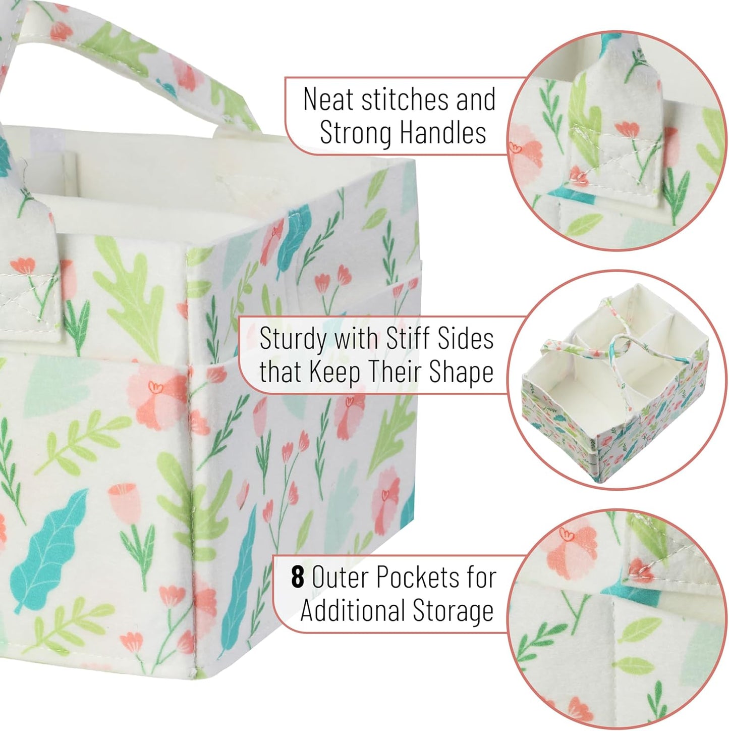 Mr. Pen- Baby Diaper Caddy Organizer, Blooming Palette, Nursery Storage Bin and Car Organizer for Diapers and Baby Wipes