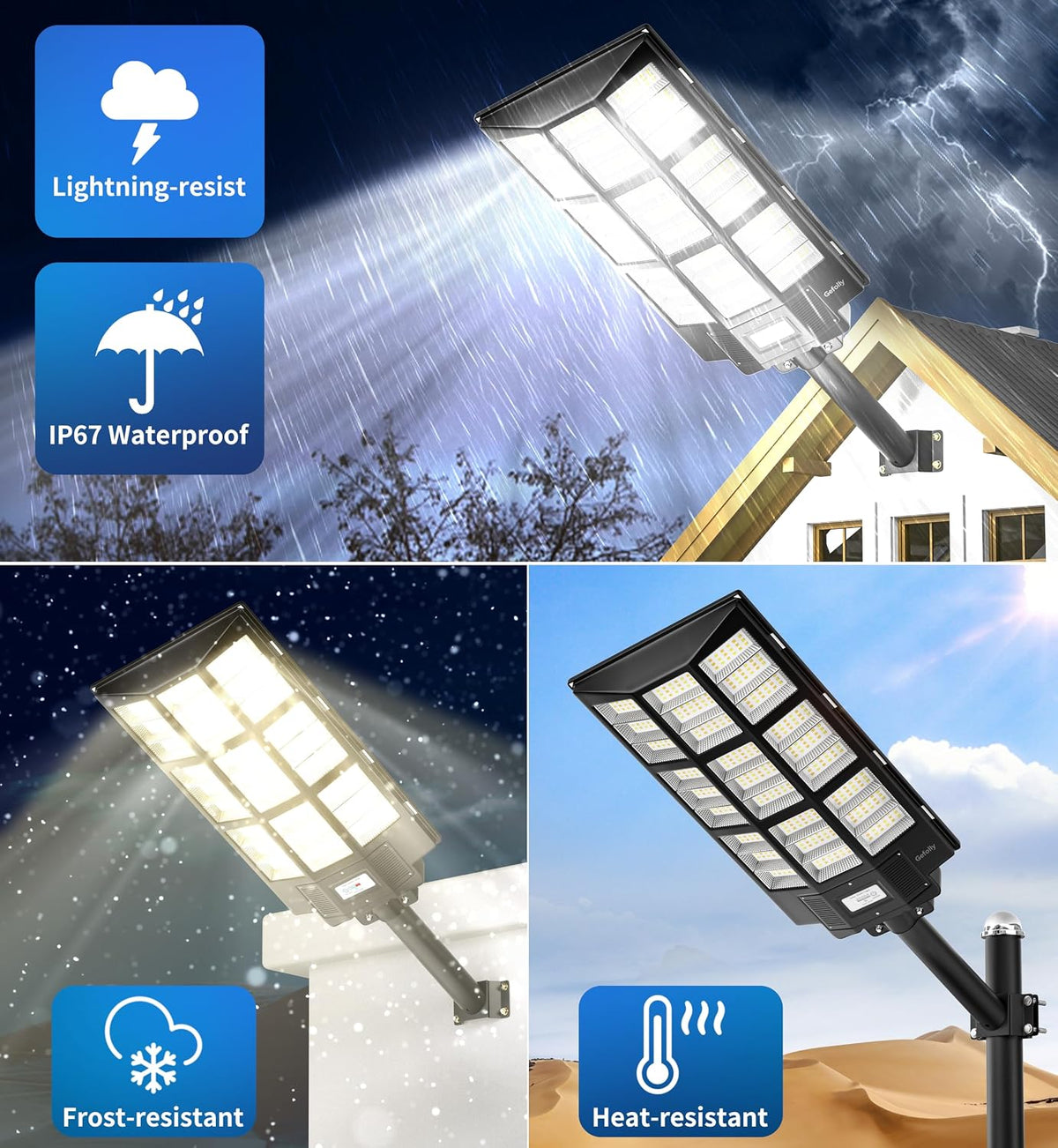 Gefolly SL-12000W Solar Street Lights Outdoor, Commercial Parking Lot Light