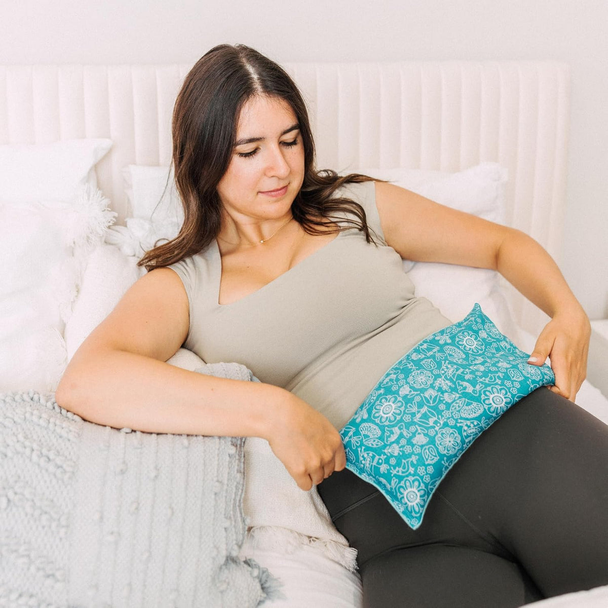 Large Microwave Heating Pad with Flax Seed, Scented or Unscented, Good for Back Pain or Cramps, Moist Heat Therapy or Ice Pack, Microwavable Bean Bag, 6" x 12" (Peach Floral, Peppermint)