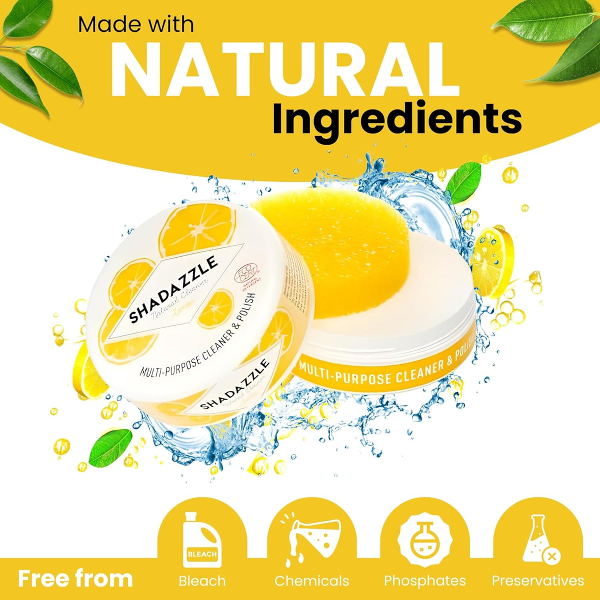 Shadazzle Natural All Purpose Cleaner and Polish – Eco friendly Multi-purpose Cleaning Product (1 Pack, Lemon)