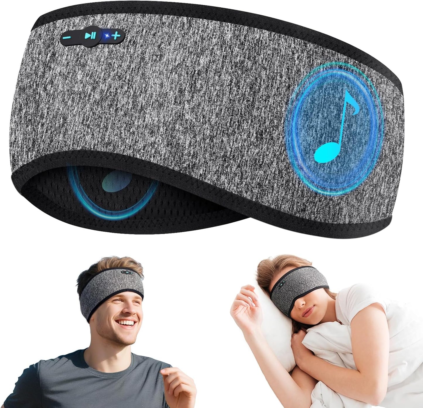Sleep Headphones Bluetooth 6.0 Headband, 20H Playtime Headband Headphones with HD Stereo Speakers, Sports Wireless Earphones for Side Sleepers Workout Yoga Travel Meditation, Gifts for Women Men