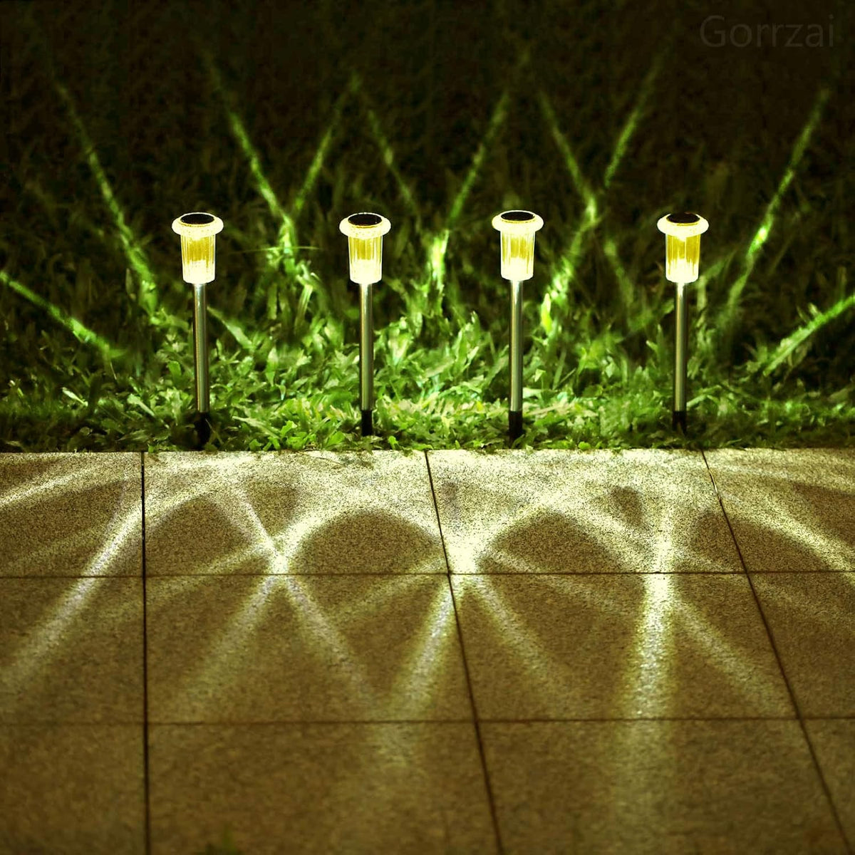Solar Lights Outdoor 10 Pack Solar Pathway Lights Outdoor LED Waterproof Stainless Steel Driveway Lighting for Outdise, Yard, Walkway, Sidewalk, Garden, Lawn (Warm White)