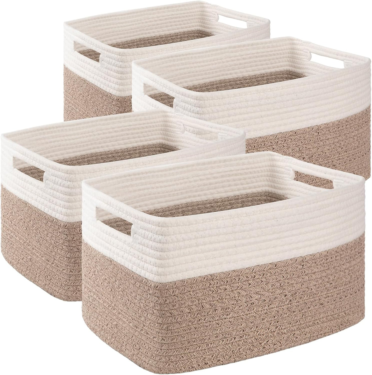 4 Pack Storage Baskets for Organizing, Woven Baskets for Shelves - Perfect for Toys, Books, Towels, and Clothes, Durable Gift Basket Bins Toy Storage, 12.7''L x9''W x7.8''H, Green
