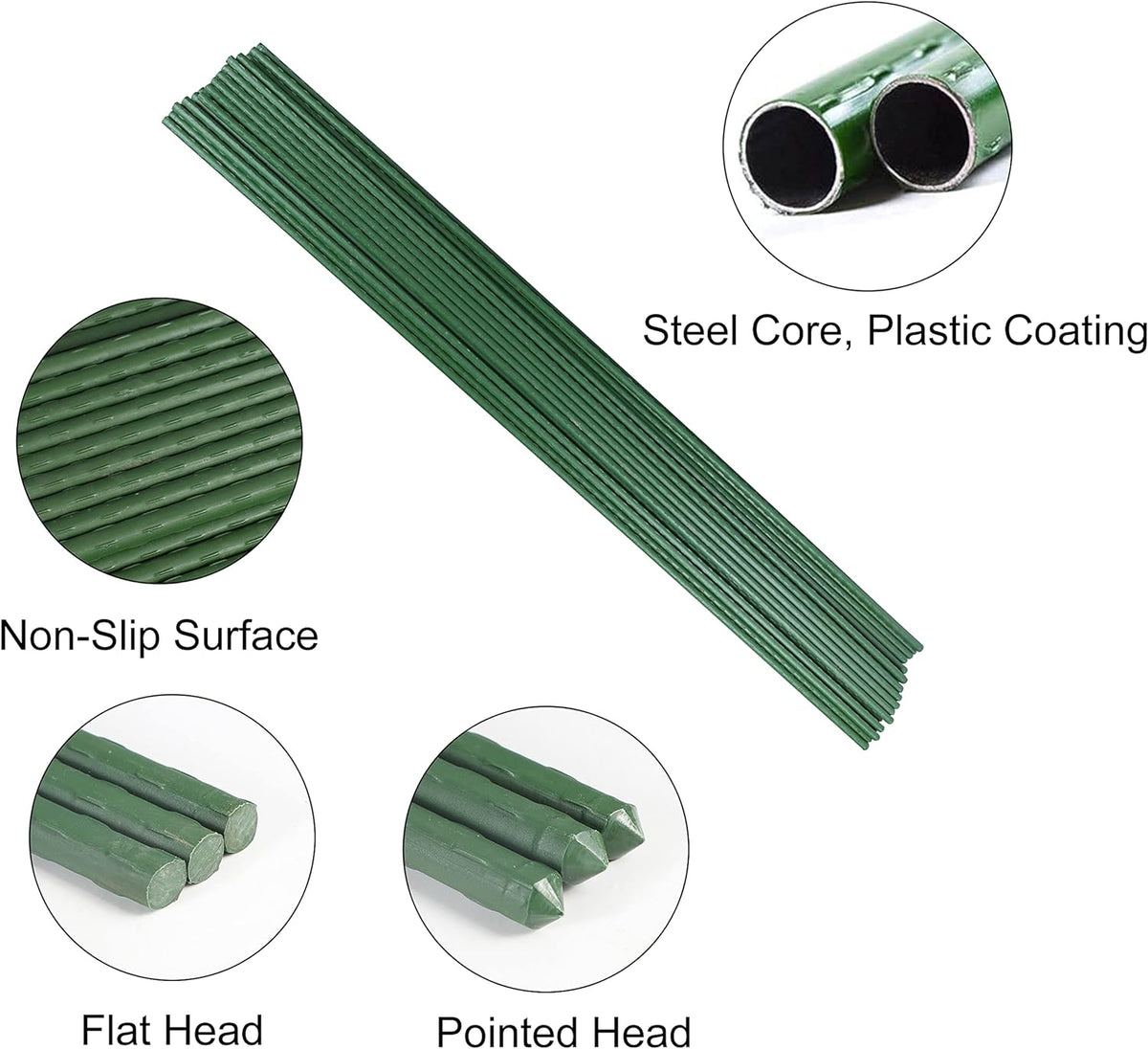 Garden Stakes, 24 Inch 2Ft Steel Plant Tomato Stakes, 25 Pack