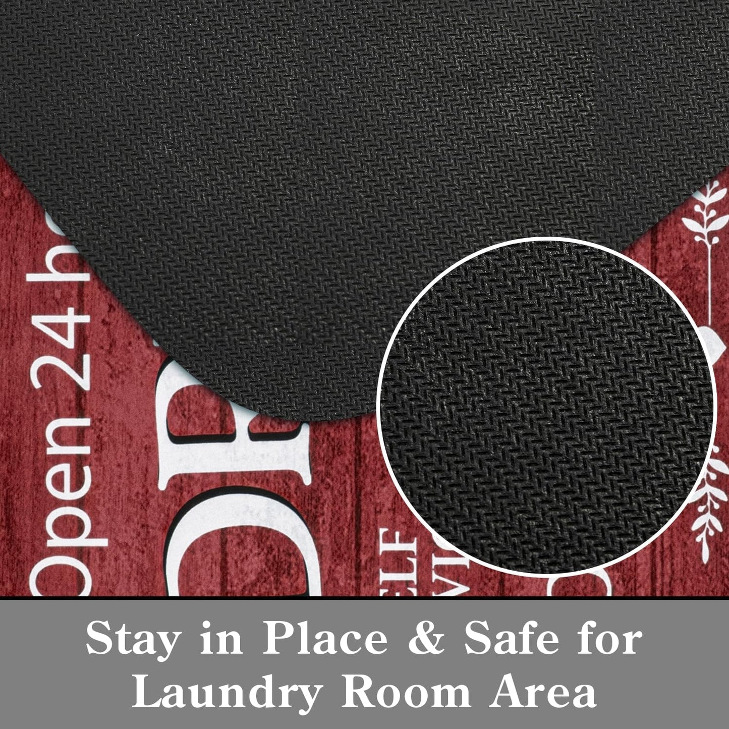 Lahome Remi Farmhouse Laundry Room Rug Runner 20"x59" Laundry Rugs and Mats for Laundry Room Non Slip Washable Floor Carpet Runner Rug for Washroom Mudroom Kitchen Bathroom Hallway Decor, Red