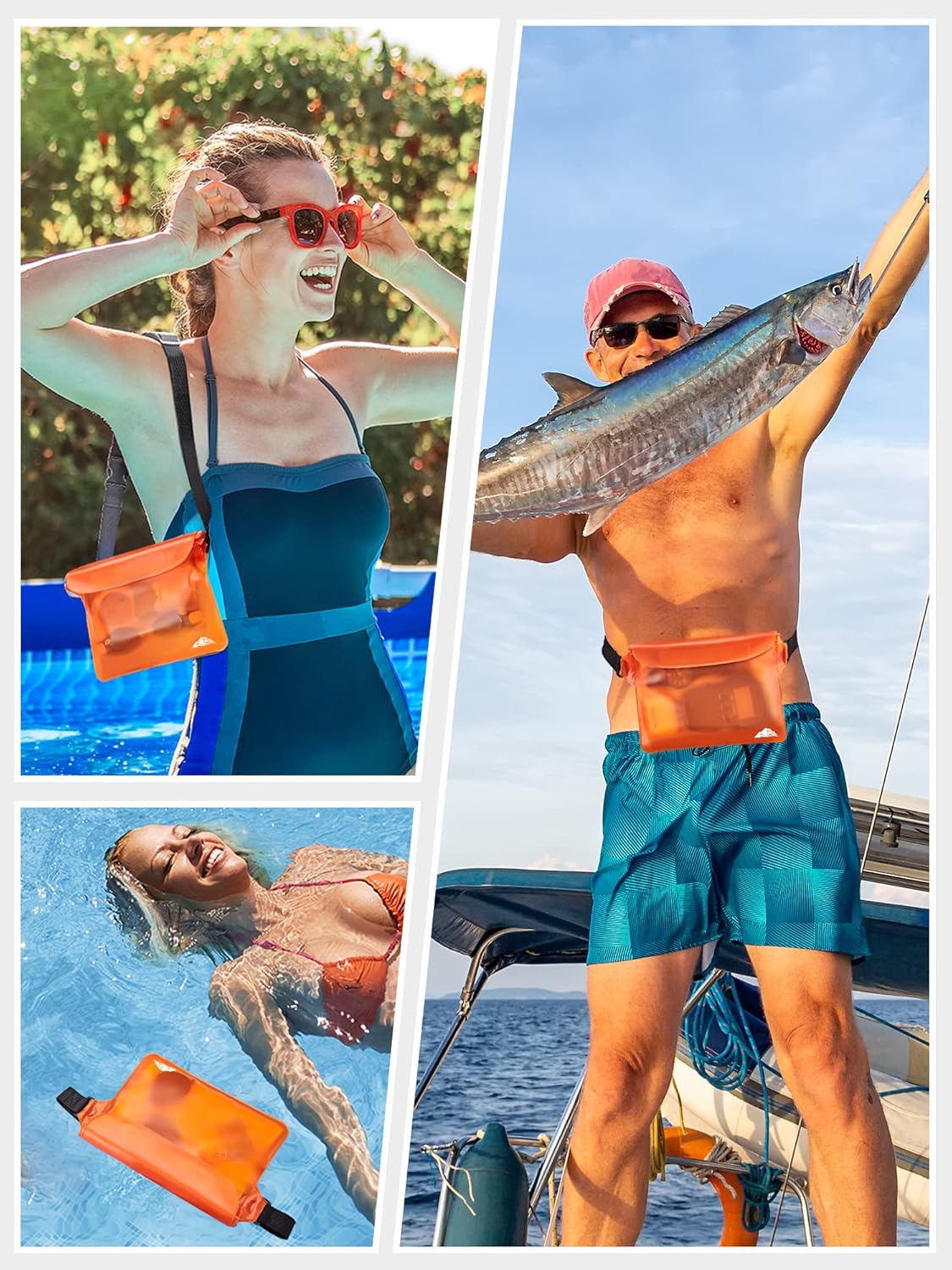 HEETA Waterproof Fanny Pack, Waterproof Pouch Dry Bag 2-Pack for Phone Passport Purse, Adjustable Waist Strap for Swimming Kayaking Boating Paddle Board Accessories Cruise Beach Camping Essentials