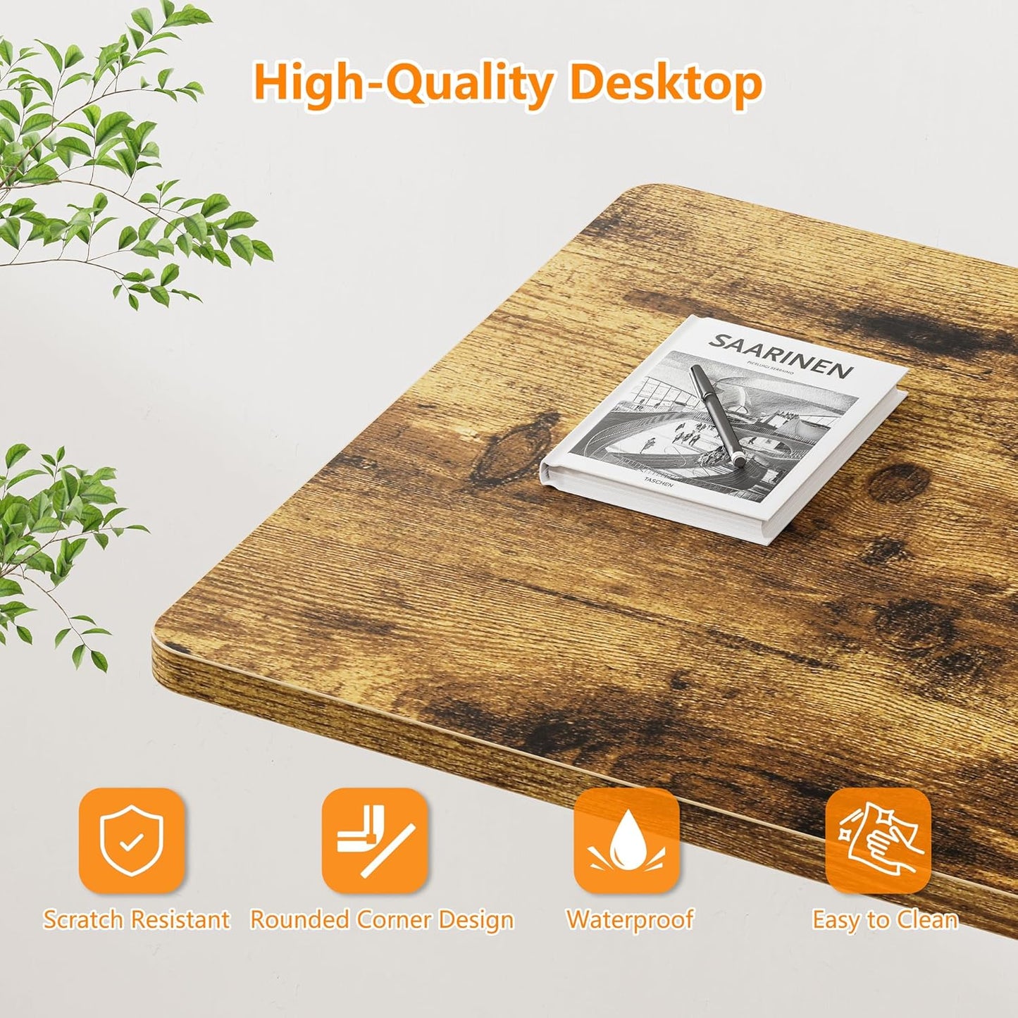 HOMIDEC Standing Desk, 32 Inch Portable Small Desk Adjustable Height, Rolling Home Office Desks with Wheels, Sit Stand Desk for Bedroom Walking Pad Home Office Small Space, Rustic