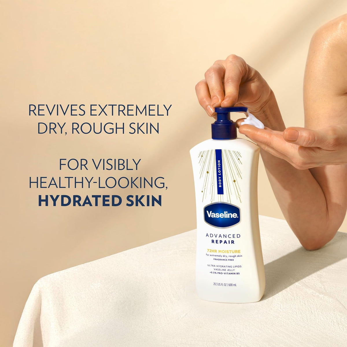 Vaseline Intensive Care Unscented Advanced Repair Body Lotion - Ultra-Hydrating with Lipids for Extremely Dry Skin, 20.3 oz, Pack of 3