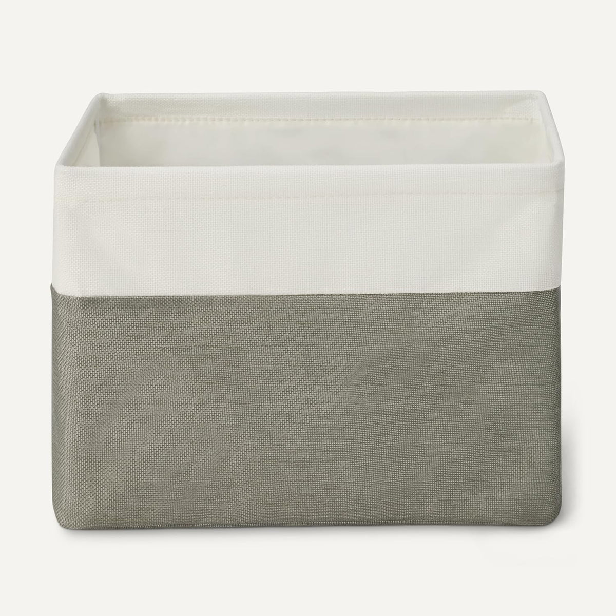 Amazon Basics Collapsible Storage Bins with Faux Leather Handles, Foldable Organizing Containers for Closet, Charcoal, Large, 3-Pack