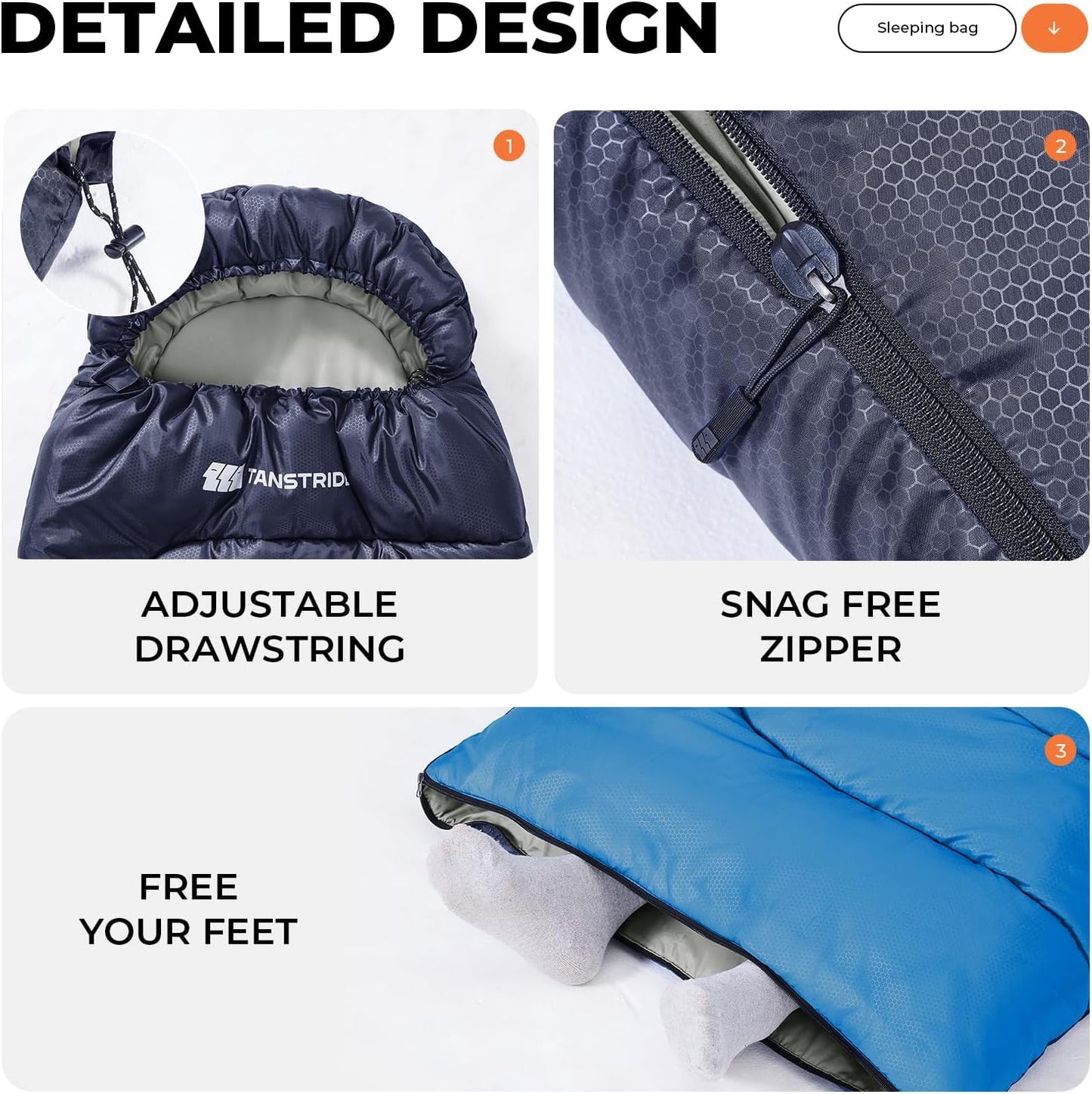 Sleeping Bag for Adults Warm Weather, Compact Lightweight Backpacking Sleeping Bag with Compression Sack, Camping Essentials Gear for Hiking Travel Climbing Outdoor & Indoor Use