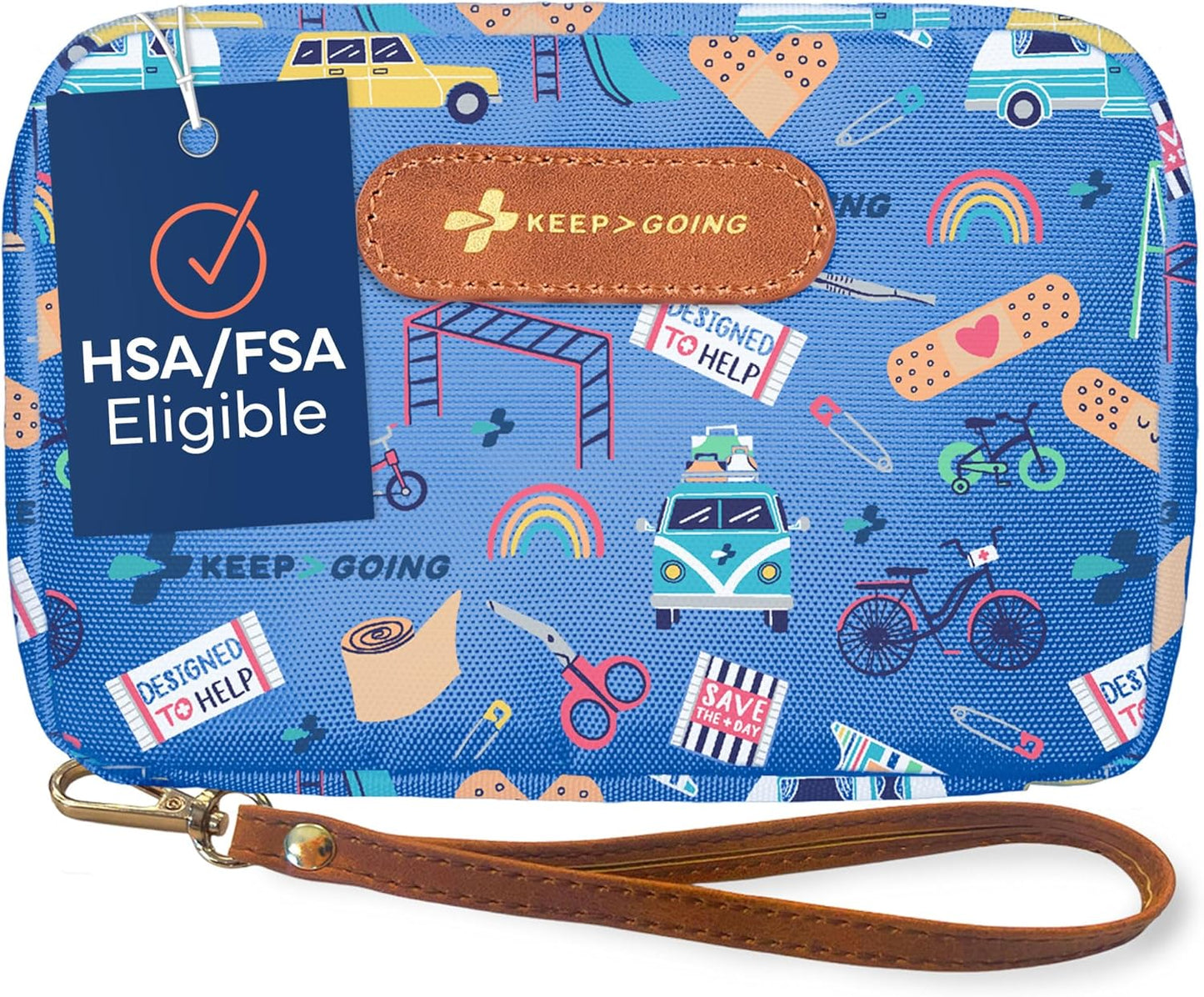 KeepGoing Travel First Aid Kit for Kids – 130 Pc. for Car, Home, Purse, Diaper Bag & Backpack with Latex-Free Bandages - Mini First Aid Kit Travel Size TSA-Approved