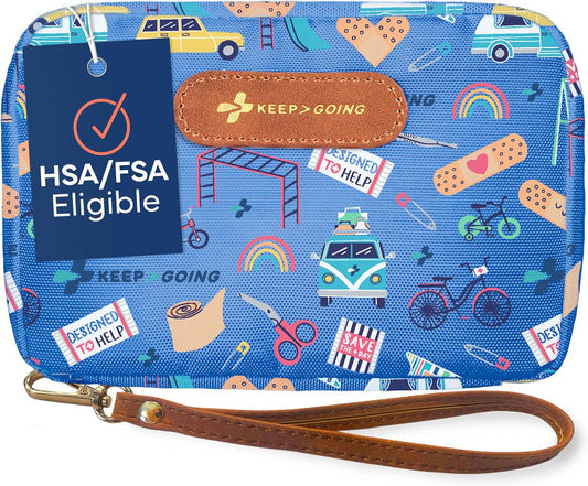 KeepGoing Travel First Aid Kit for Kids – 130 Pc. for Car, Home, Purse, Diaper Bag & Backpack with Latex-Free Bandages - Mini First Aid Kit Travel Size TSA-Approved