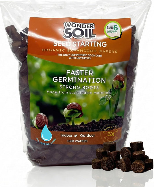 WONDER SOIL | 1000 Organic Seed Starter Pellets | Ready to Plant Seed Starting Soil Loaded with Pre-Mixed Nutrients | Fast Germination | Indoor or Outdoor | 1000 Count