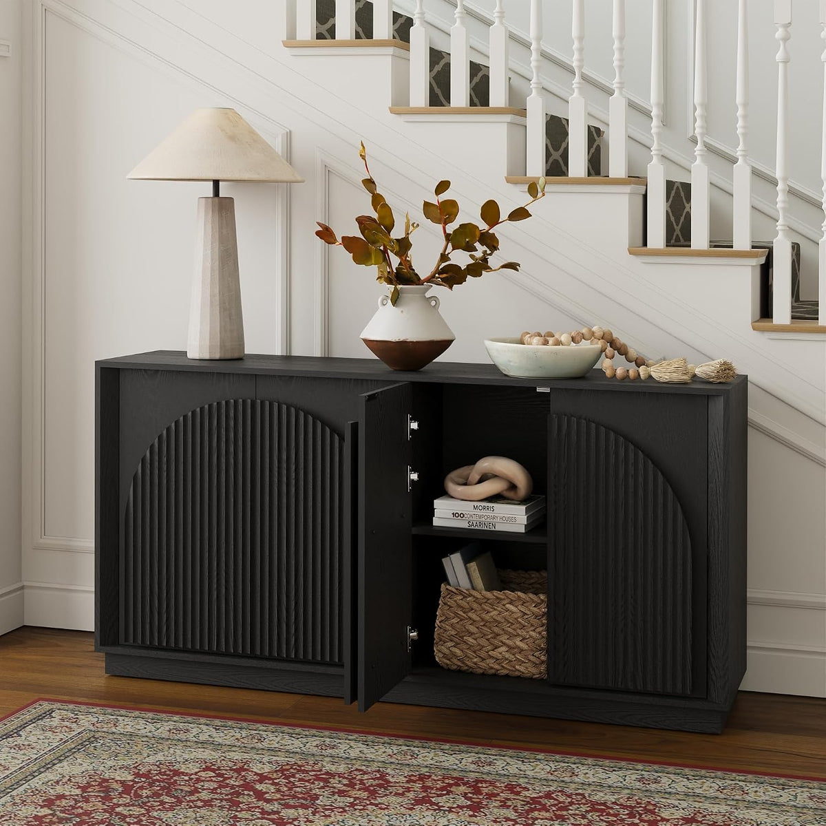 win2win 65" Sideboard Buffet Cabinet with Storage, Modular Credenza, Black