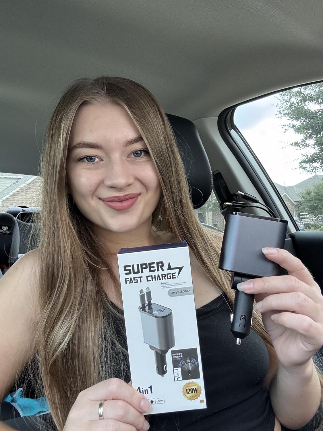 Ulti Charge iPhone Car Charger USB C Fast Charge Charging Retractable Car Charger Auto Adapter, Powerful 120W 4-Port USB-C & USB-A and Lightning iPhone, Samsung, Tablets USBC Charger Block