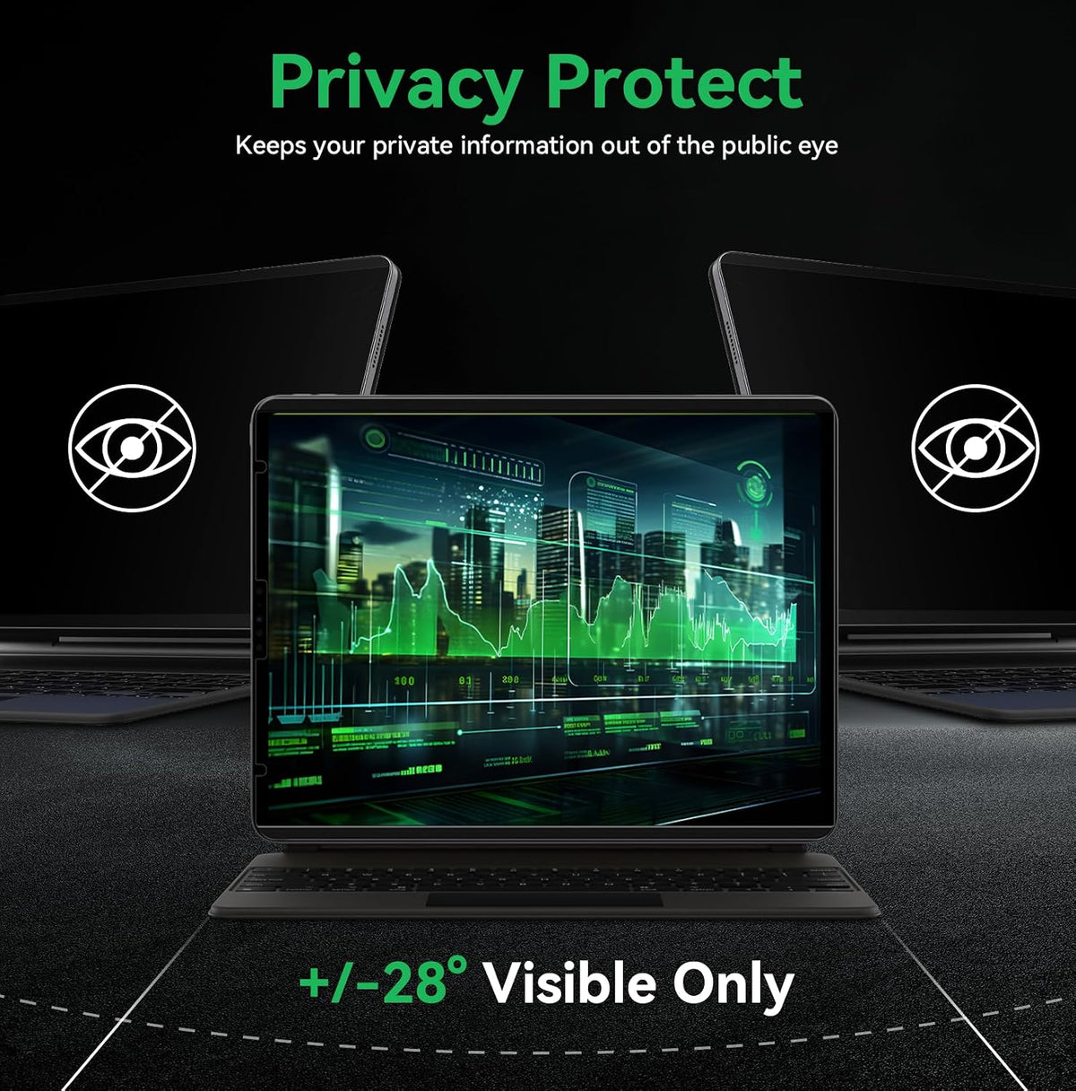 Magnetic Privacy Screen Protector Compatible with iPad A16 (10/11th Generation) 10.9 /11Inch 2022/2025 , Anti Glare Shield Anti Blue Light Filter, Bubble-Free Film Easy Install Black Security Guard