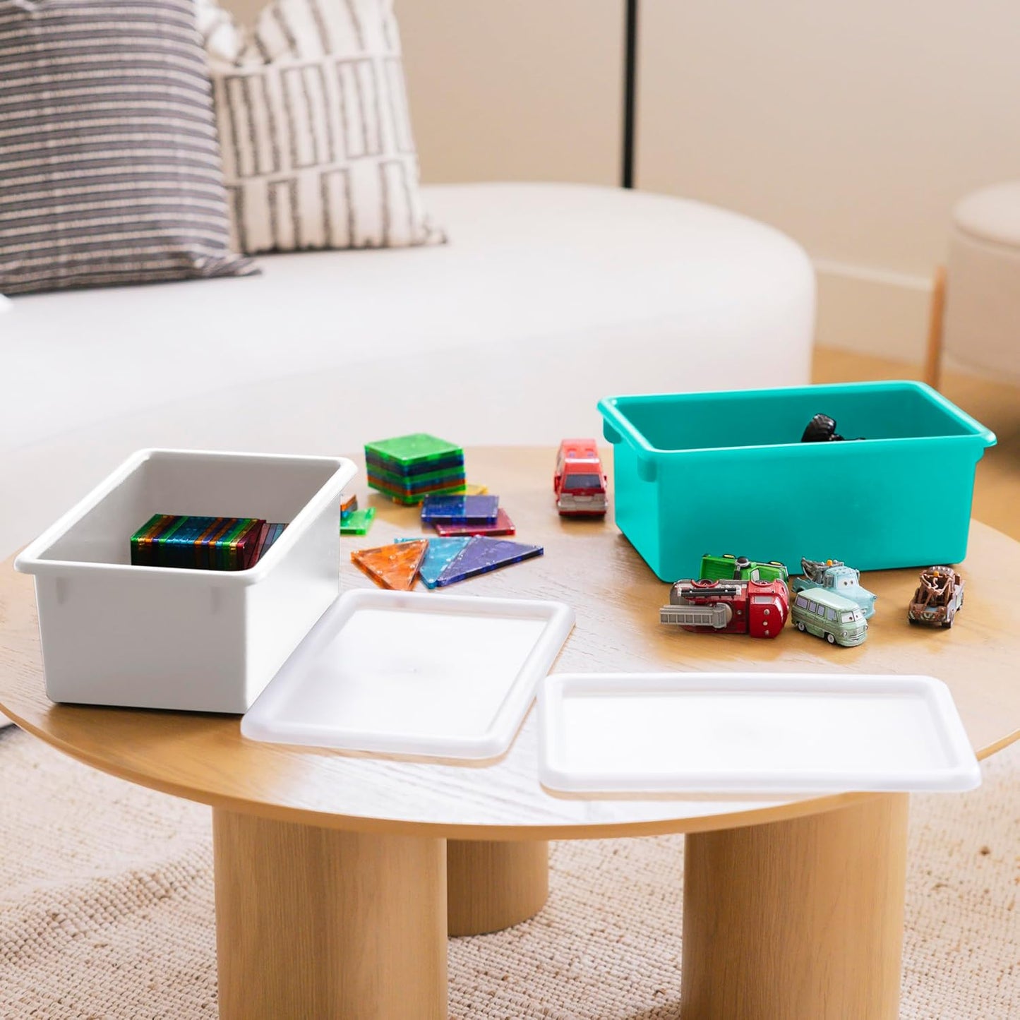 Cubby Storage Bins with Non-Snap Lids, 10-Pack, Contemporary