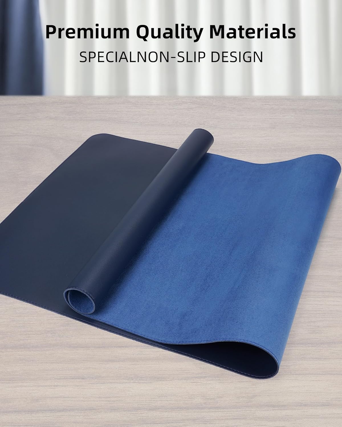AFIING Leather Desk Pad Protector, 48" x 17", Midnight Blue