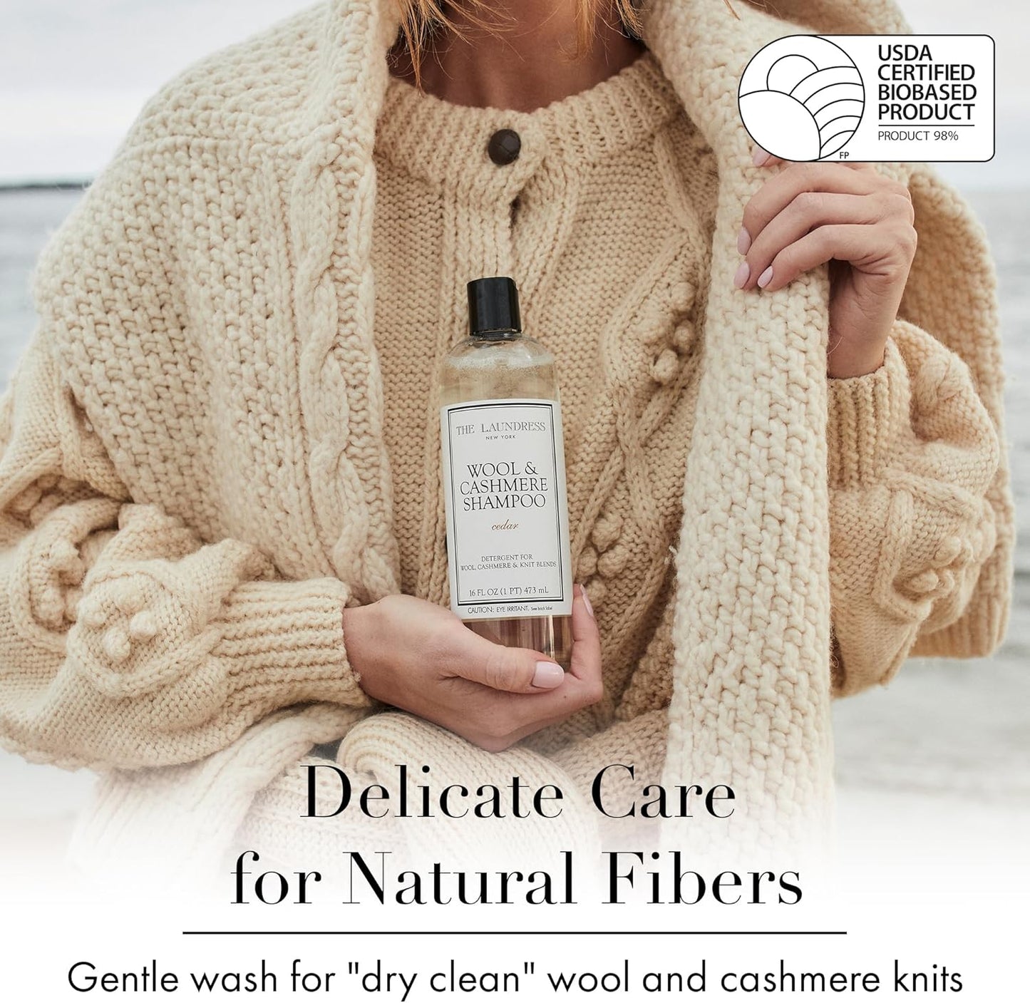 The Laundress Wool & Cashmere Shampoo, 31 Loads, Concentrated Liquid Laundry Detergent, Cedar Scent, Gentle Cold-Water Hand or Machine Wool Wash for Delicate Fabrics - Merino, Mohair & Knit Blends