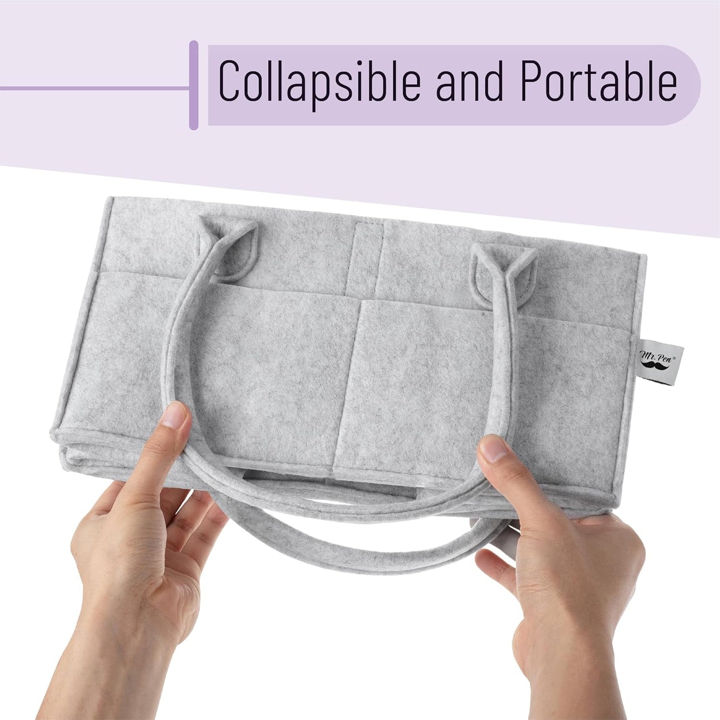 Mr. Pen- Baby Diaper Caddy Organizer, Gray, Medium, Nursery Storage Bin and Car Organizer for Diapers and Baby Wipes