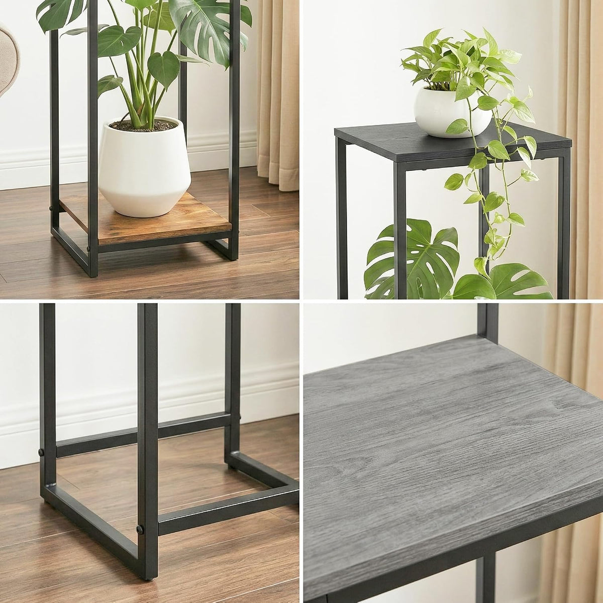 34" Tall 2-Tier Corner Plant Stand Indoor, Light Oak