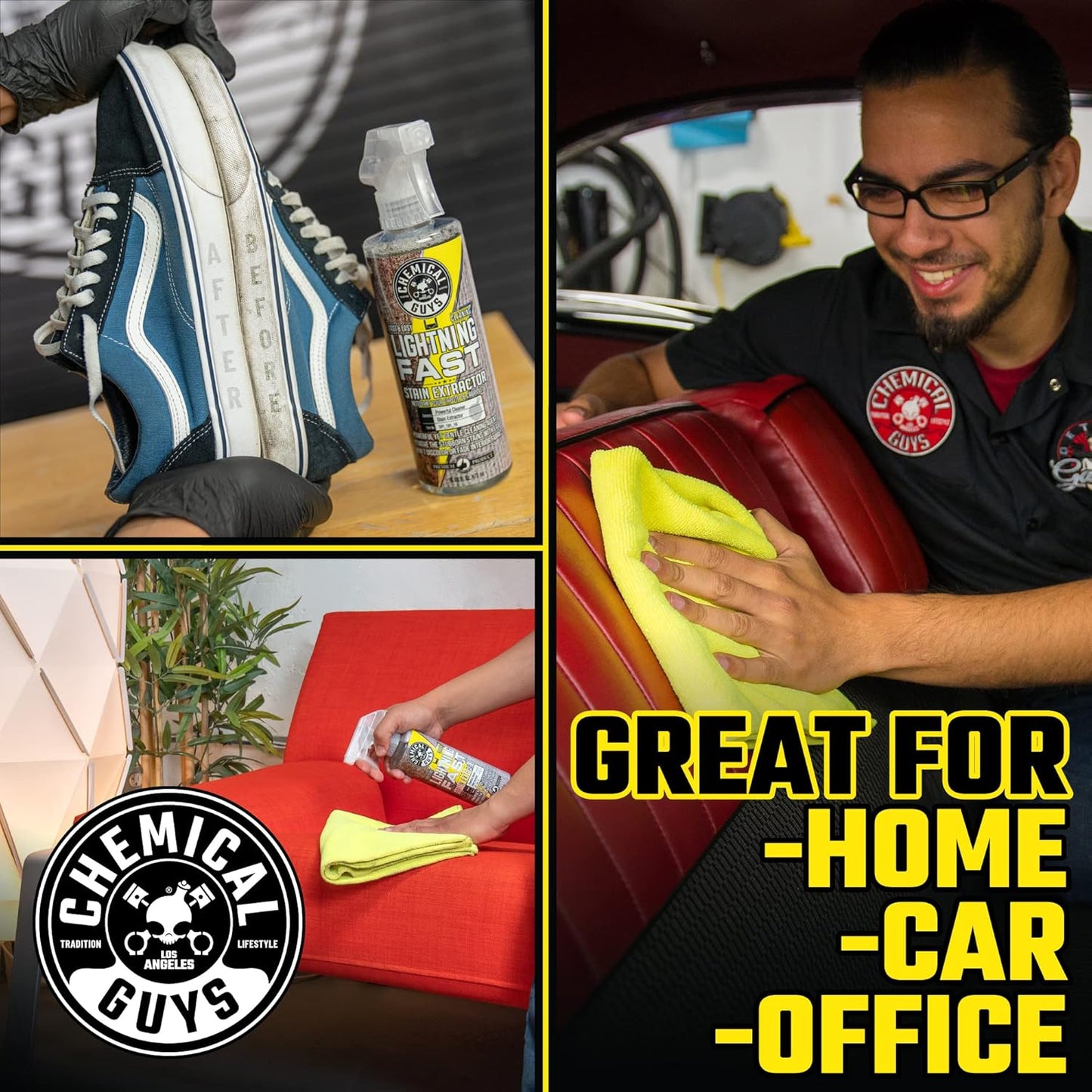 Chemical Guys Lightning Fast Carpet and Upholstery Stain Extractor - Chemical Guys Carpet Cleaner, Great for Fabric, Upholstery, Cars, Home, Office, Furniture, and More, Fresh Scent - 16 oz