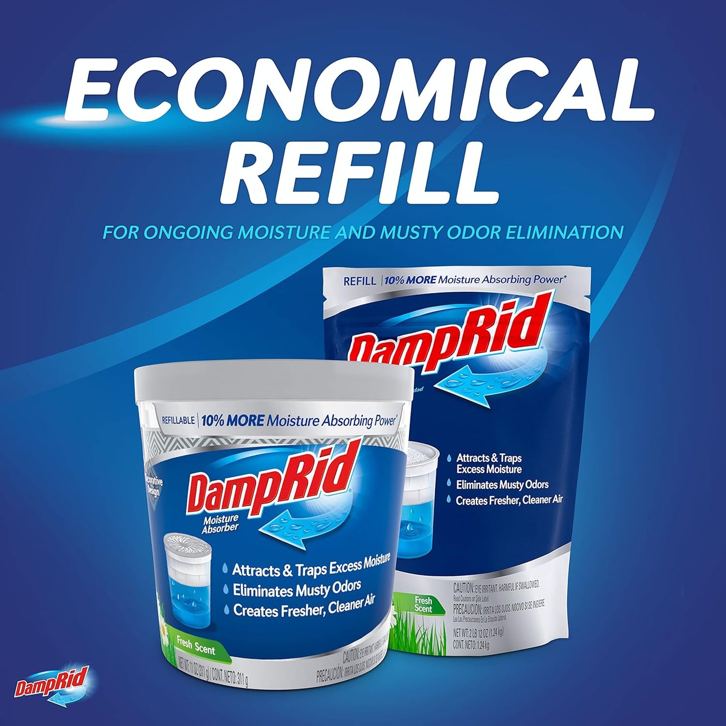 DampRid Refill Bag, 44 oz, 4-Pack - Fresh Scent Moisture Absorbers for Rooms with Excess Humidity, Long-Lasting, Eliminates Musty Odors and Creates Fresher Air