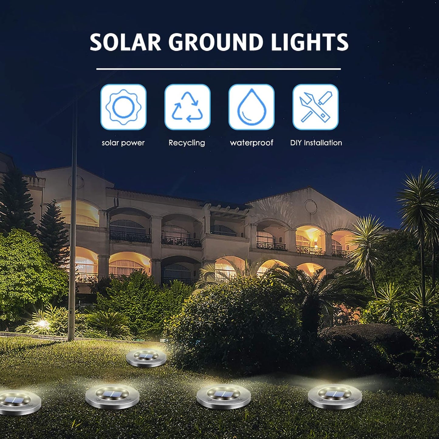 OULONGER 4.6inch Solar Lights Outdoor Waterproof,12Pack Solar Lights for Outside,Solar Garden Lights Landscape Lighting for Patio Pathway Lawn Yard Deck Driveway Walkway(White Light)