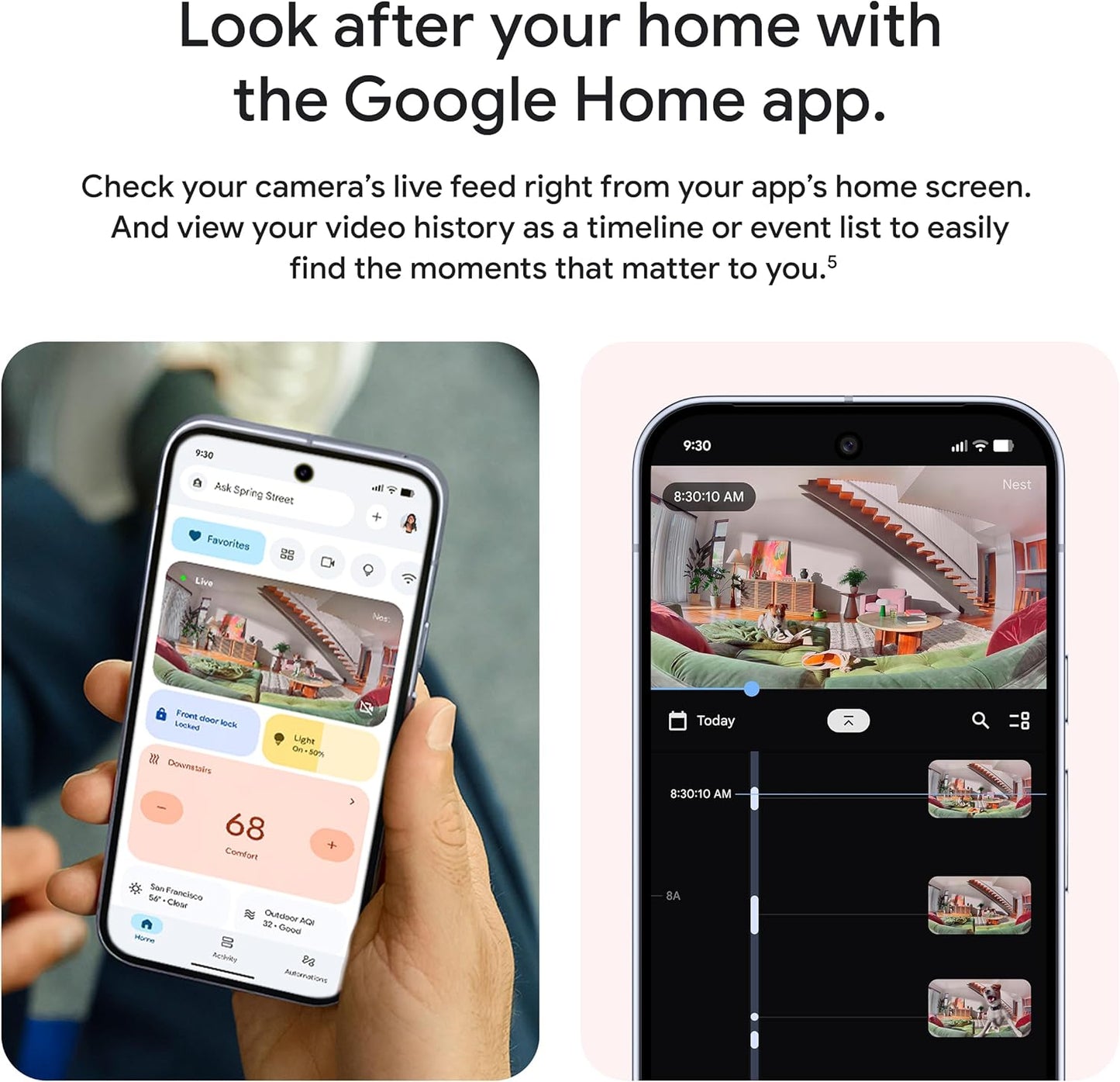 Google Nest Cam Indoor (Wired, 3rd Gen) - Security Camera with 2K Video and Gemini, Night Vision, 2-Way Audio, Works with Google Home - 2025 Model - Snow