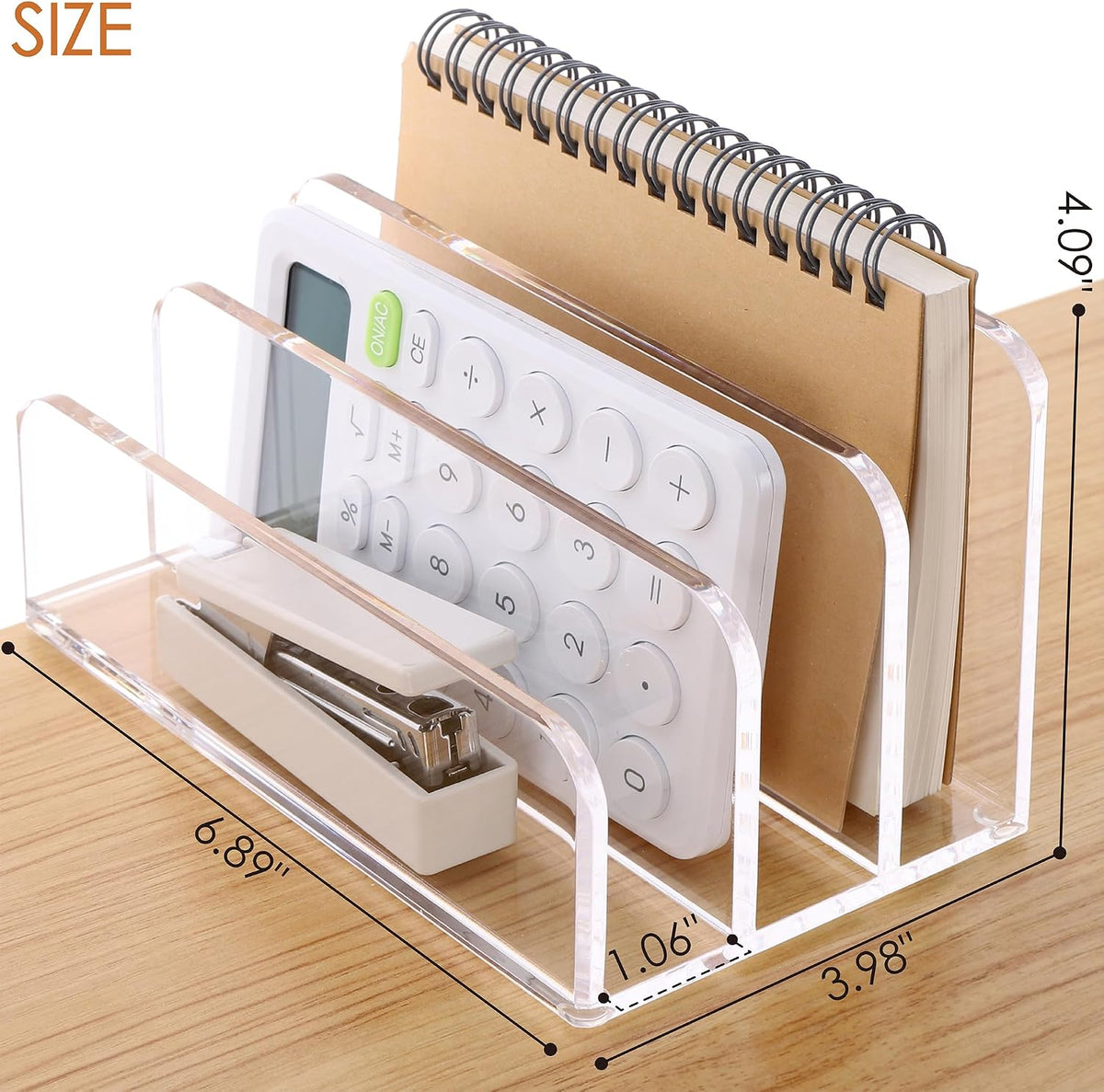 SANRUI Clear Acrylic Mail Organizer for Desk, Mail Holder 3-Slot