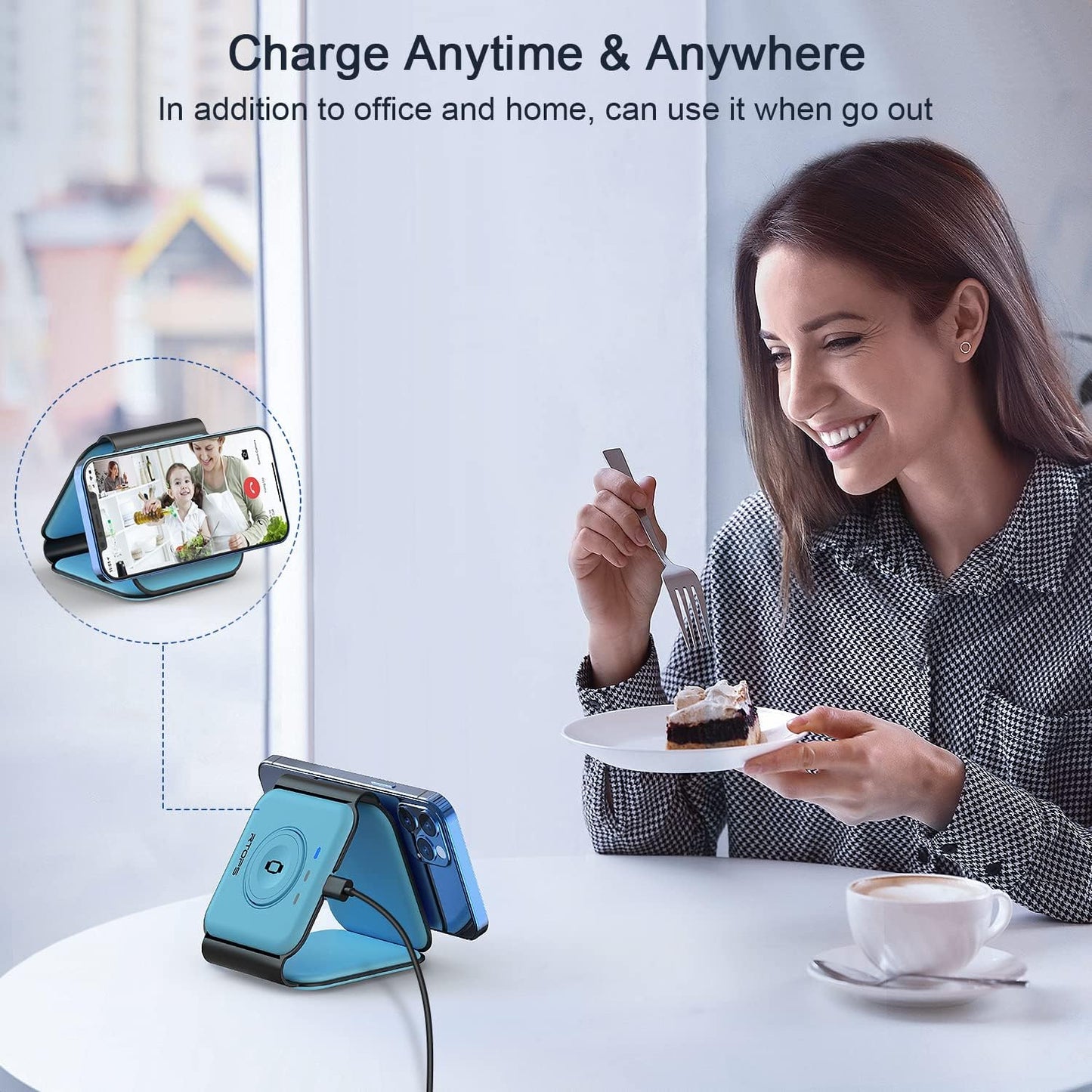 Wireless Charger 3 in 1,RTOPS Magnetic Traval Wireless Charging Station Multiple Devices,GaN 3 in 1 Charging Station,Compatible iphone17/16/15/14/13/Pro/Max,iWatch,AirPods4/3/2/Pro(Adapter Includes)
