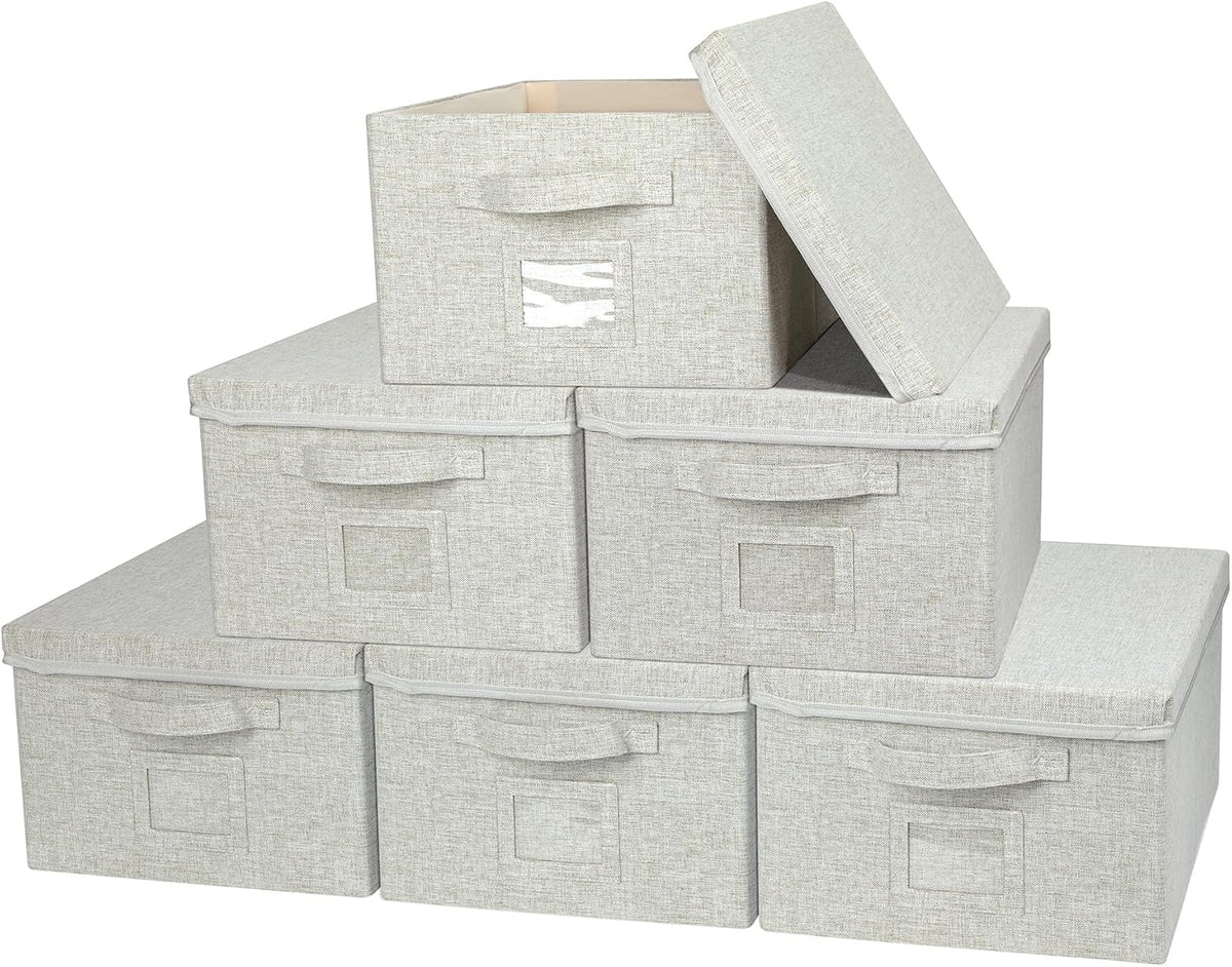 Storage Bins With Lids Closet Organizer Cabinet Box For Clothes,Toys,Shelf
