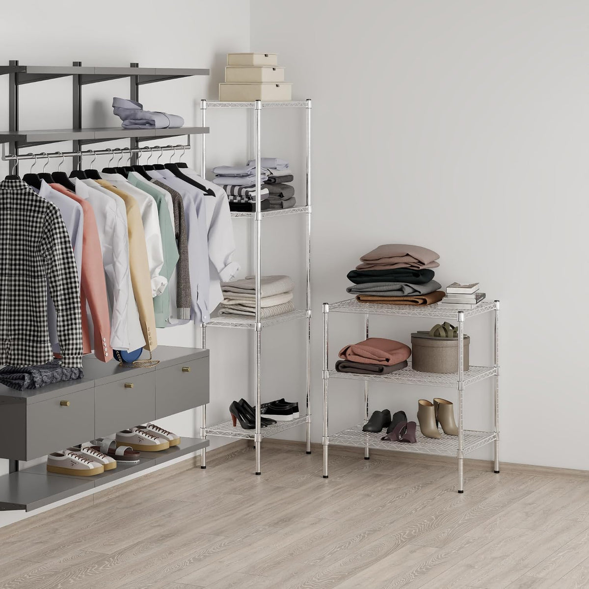 21" Deep x 30" Wide x 34" Height Wire Shelving Kit | 3-Tier | NSF Commercial Storage Rack Unit